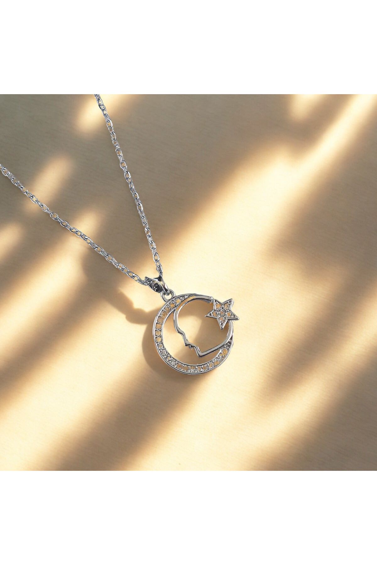 Lune Takı Steel Lune Atatürk & Bayrak Silver Çelik Kolye