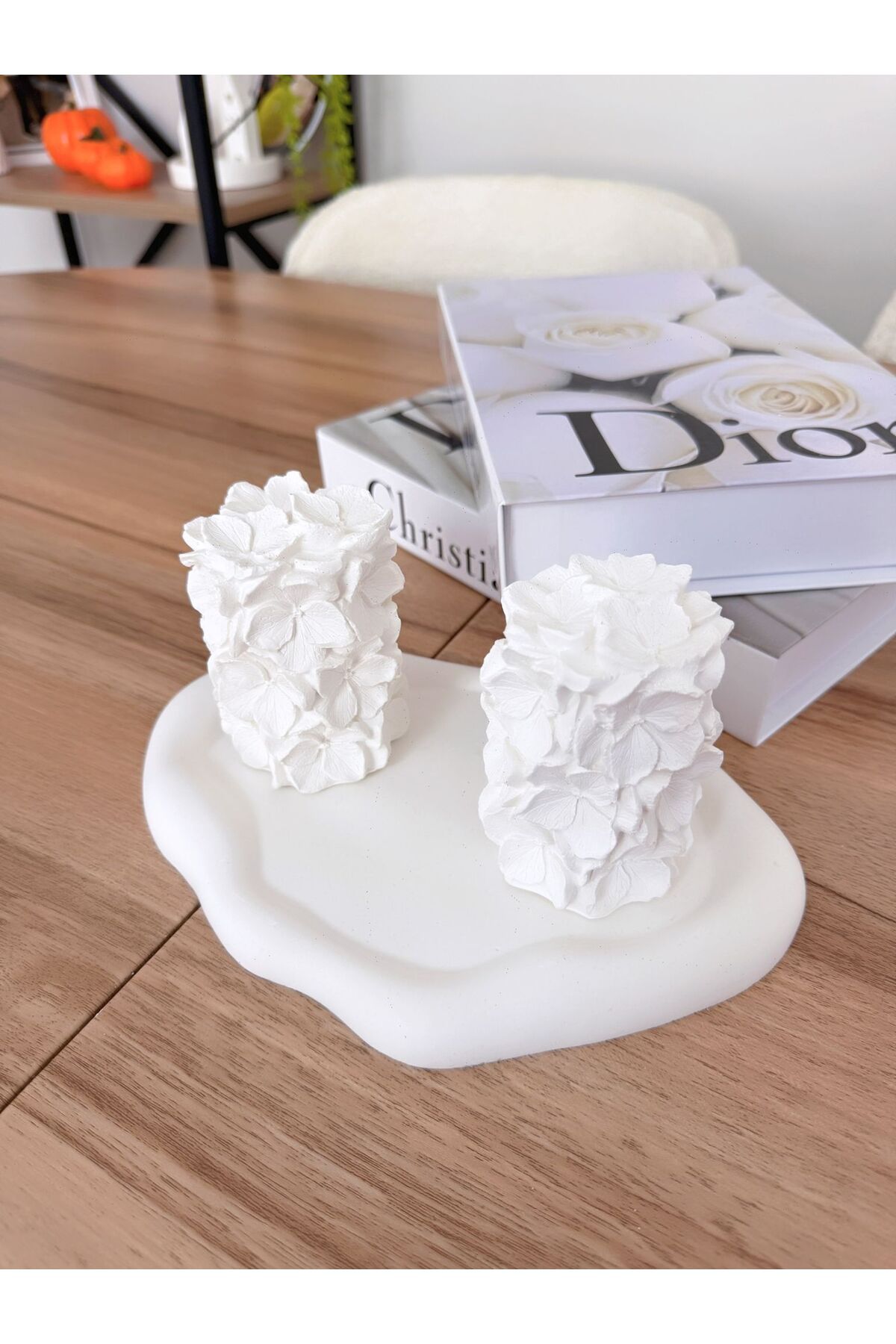 Deslina Dekoratif 3D Çiçek Desenli 3lü Takım Dekorasyon Obje / Ev & Ofis