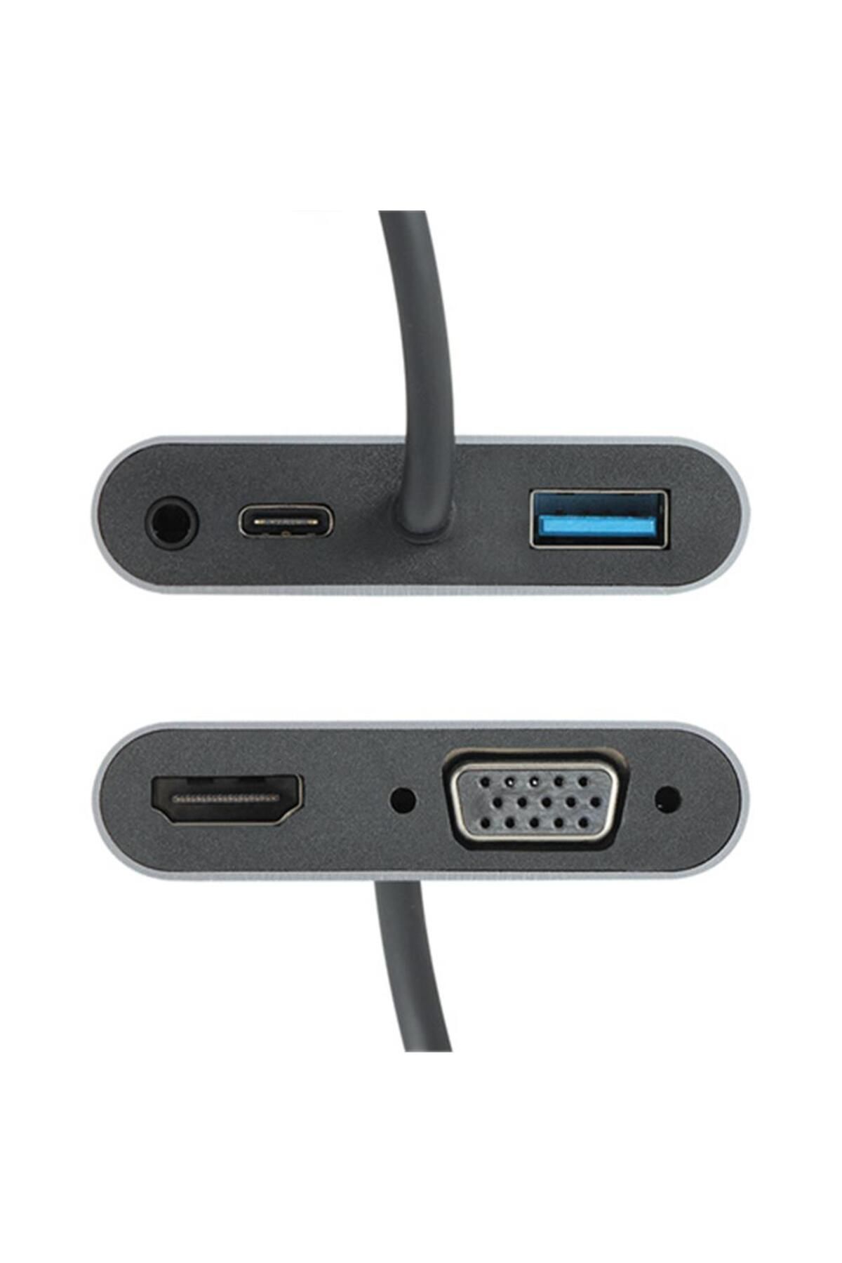 VCOM Type-C To Hdmi + Vga + Usb 3+3.5mm Aux + Type-C Çevirici