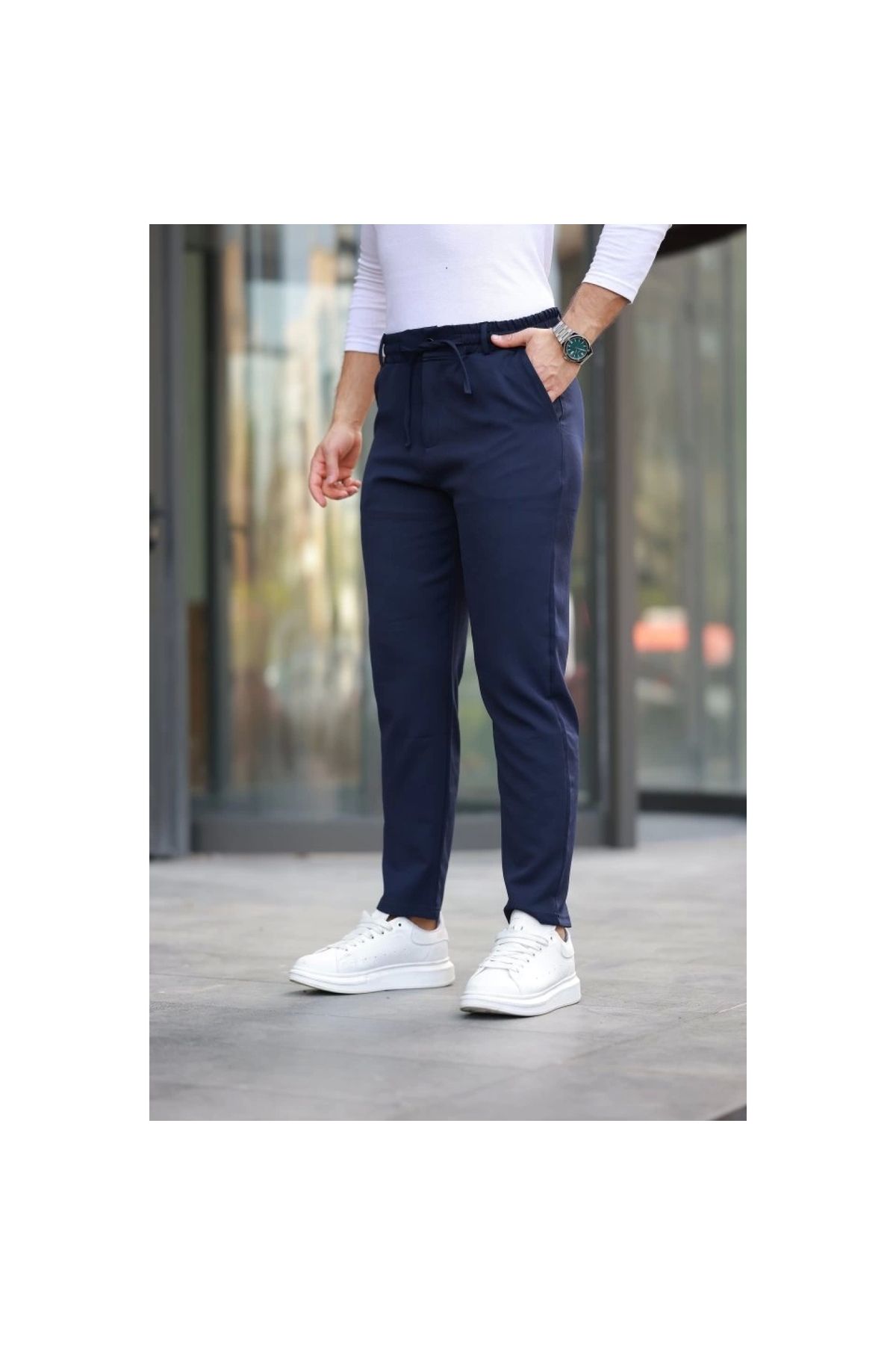 Marsilyan - Erkek Beli Bağcıklı Jogger Pantolon