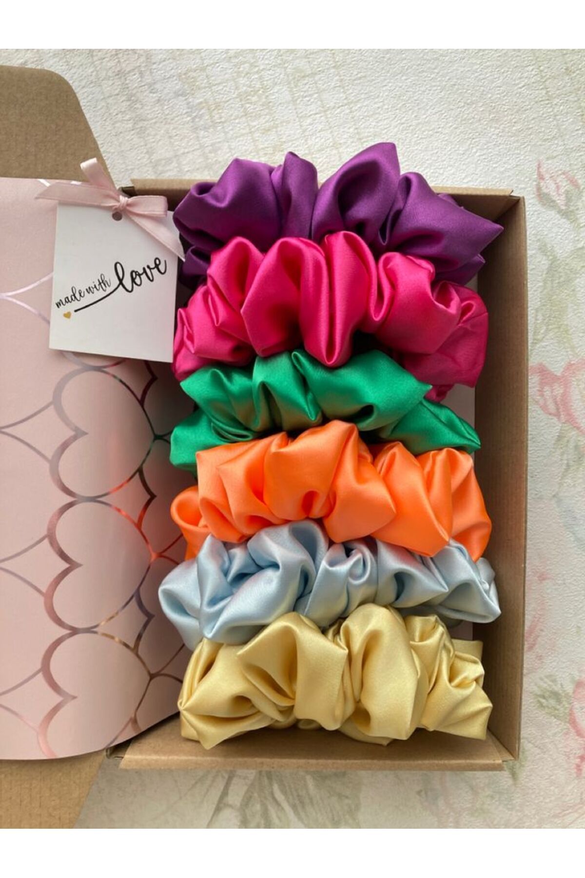 TOKALİLYA Kadın saten scrunchie simit lastikli toka seti