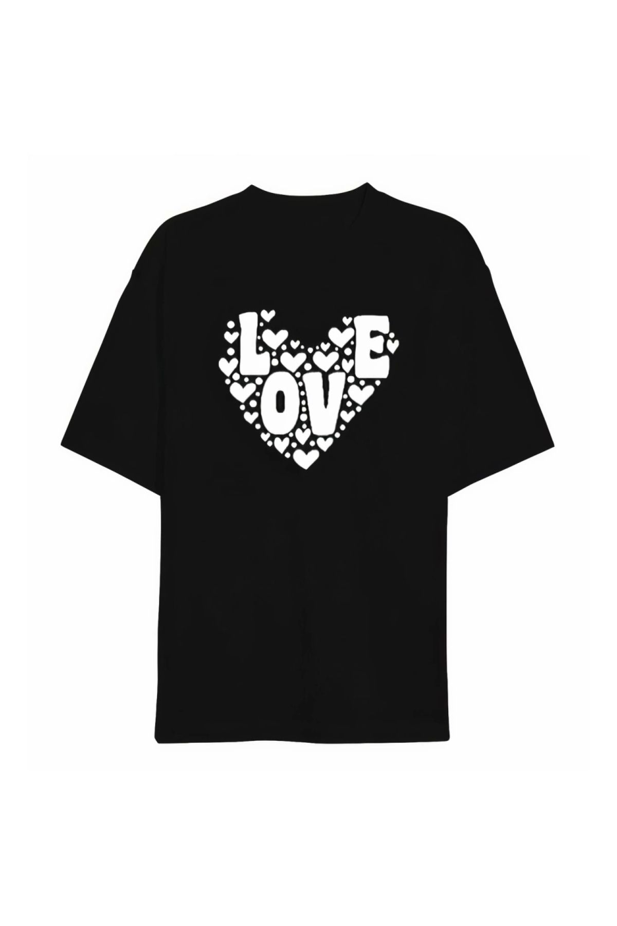 Marsilyan - Sevgililer Günü İçin Özel Tasarım Love Kalp Baskılı Tshirt