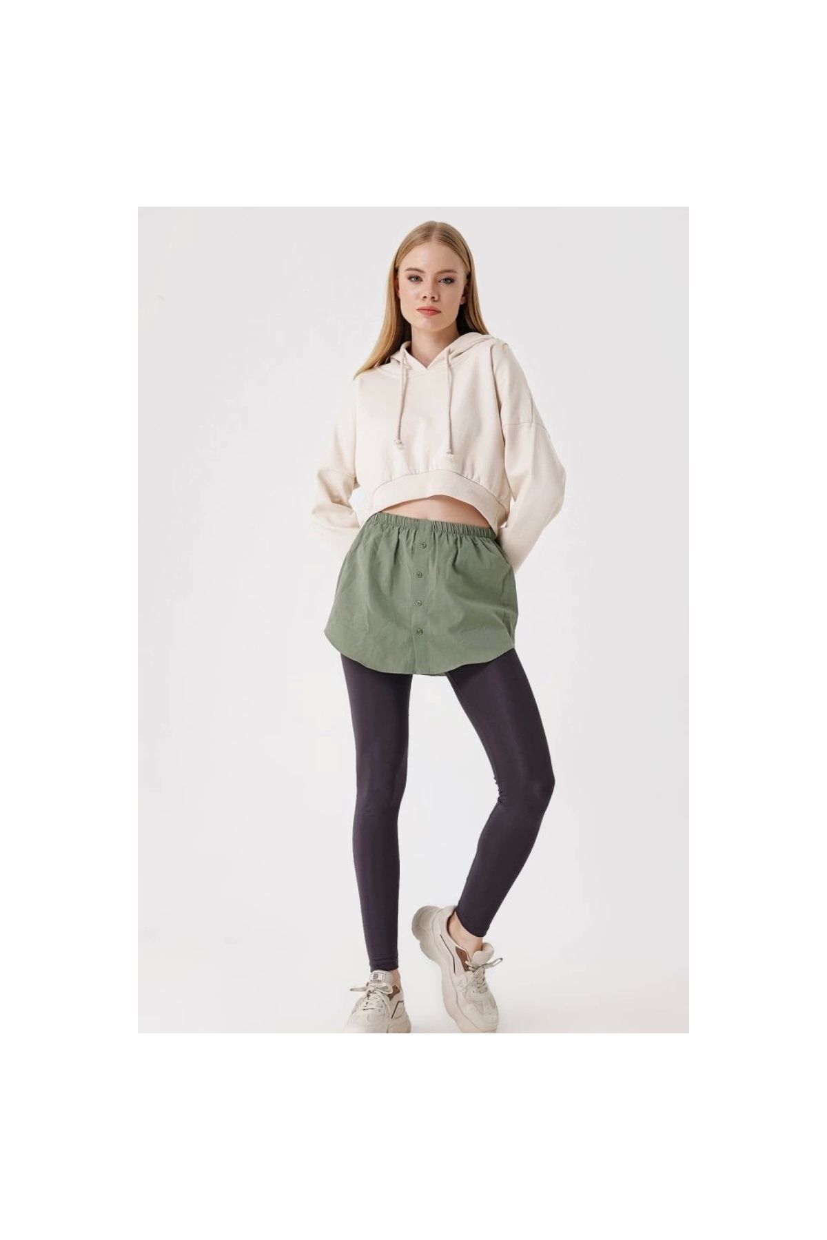 Marsilyan - 1888 Sweatshirt Ve Kazak Altı Gömlek Etek Haki