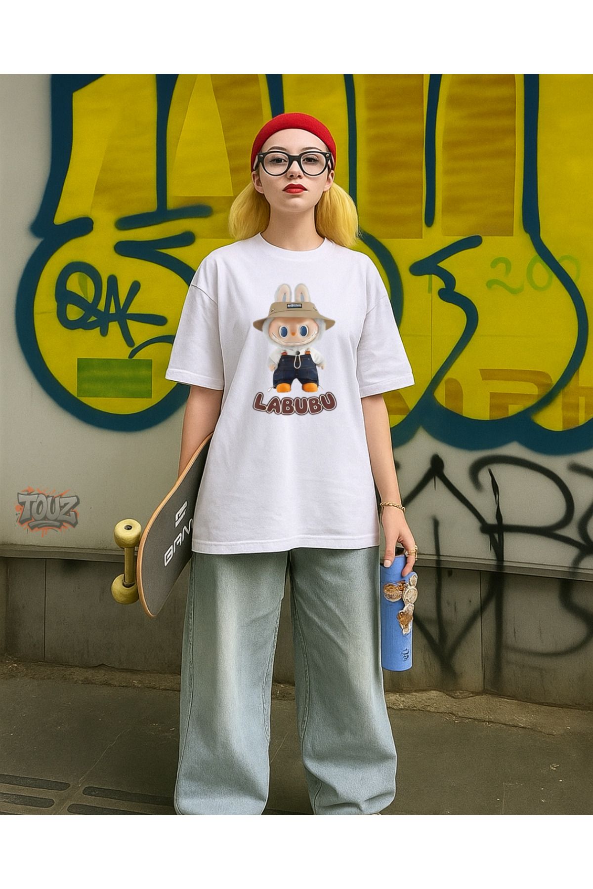 Touz Moda Labubu Baskılı Unisex Oversize T-shirt