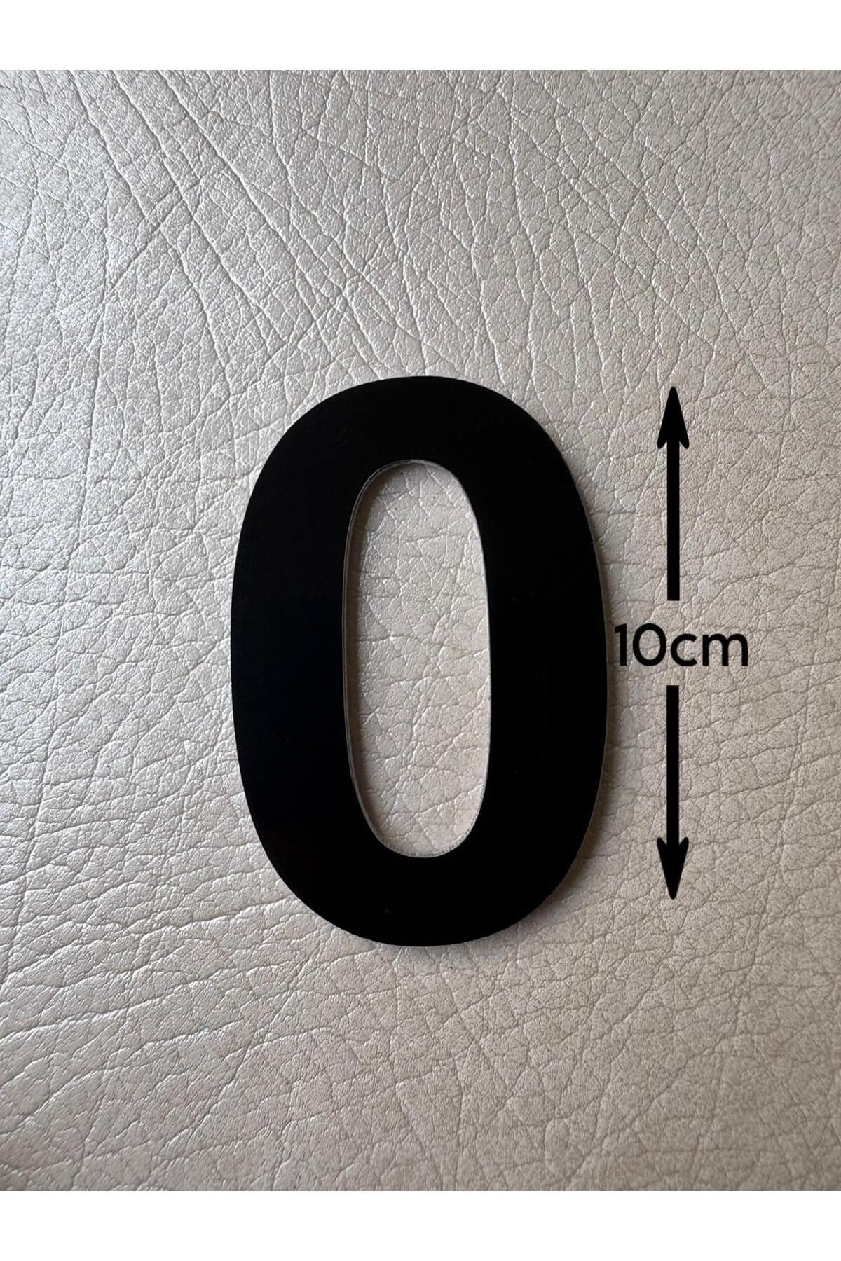 SE-Dizayn Kapı Numarası 10 CM No 0 Daire Masa Dolap Numarası Siyah Kendinden Yapışkanlı