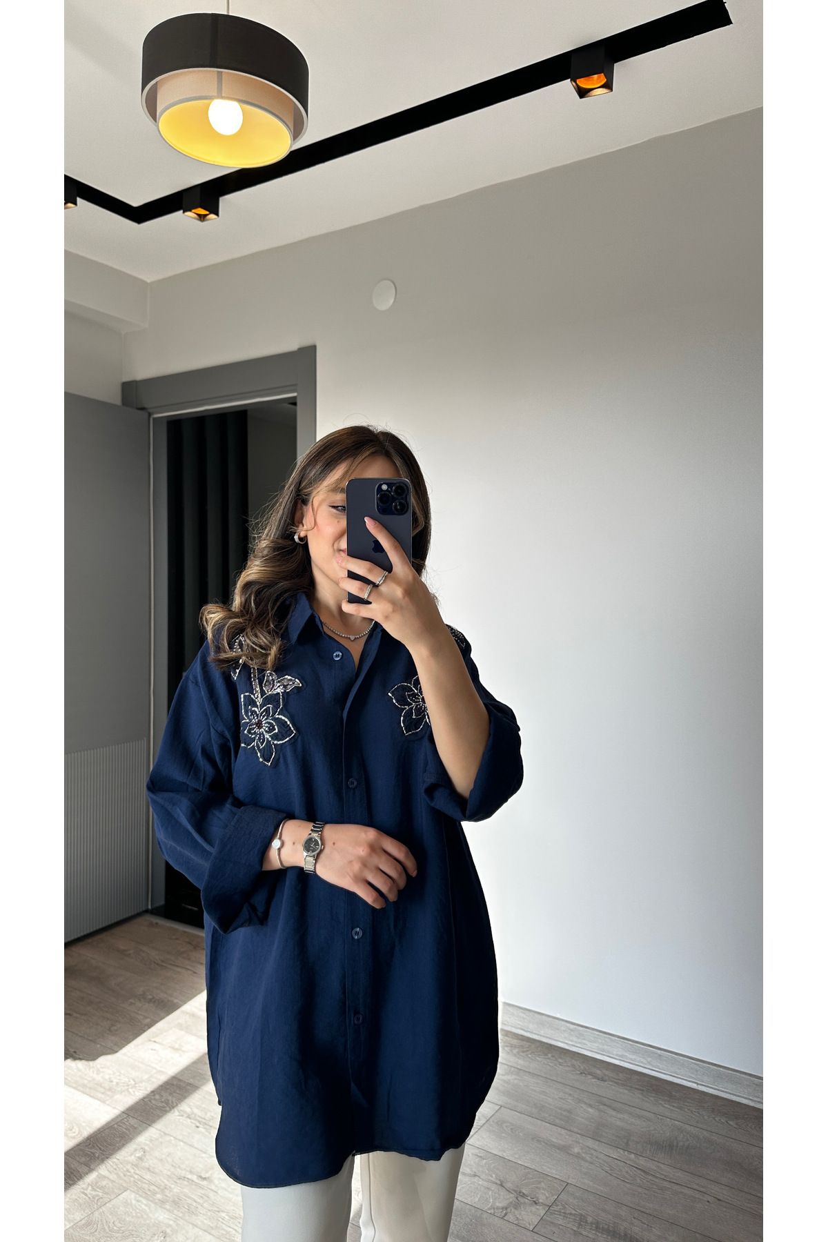 MEFA GİYİM KETEN TAŞLI GÖMLEK