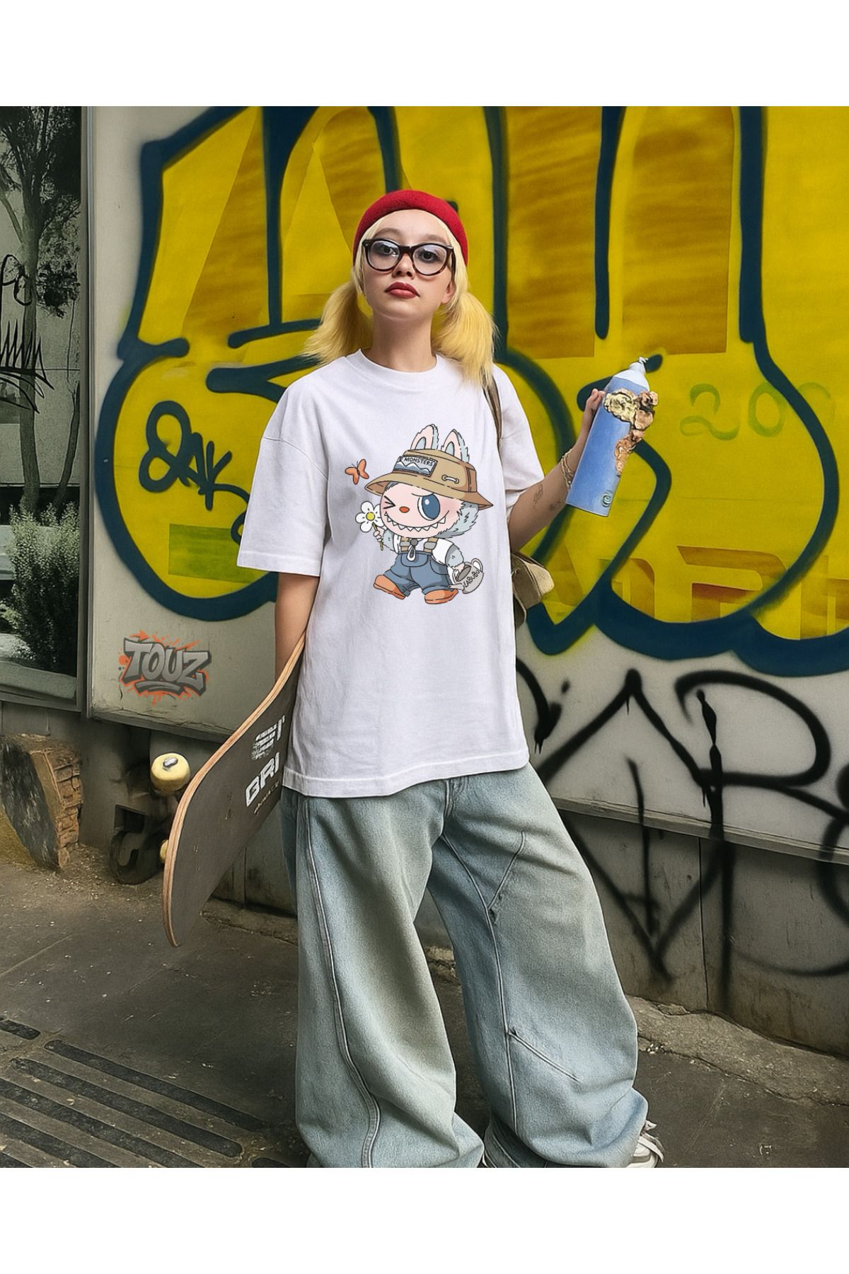 Touz Moda Labubu Baskılı Unisex Oversize T-shirt