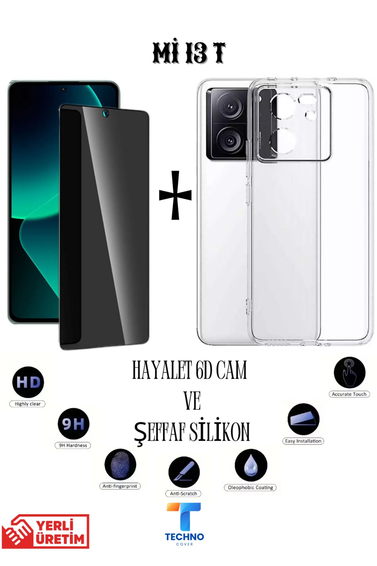 foxpower Mi 13T Hayalet Ekran Koruyucu ve Şeffaf Kılıf 2li Avantajlı Paket