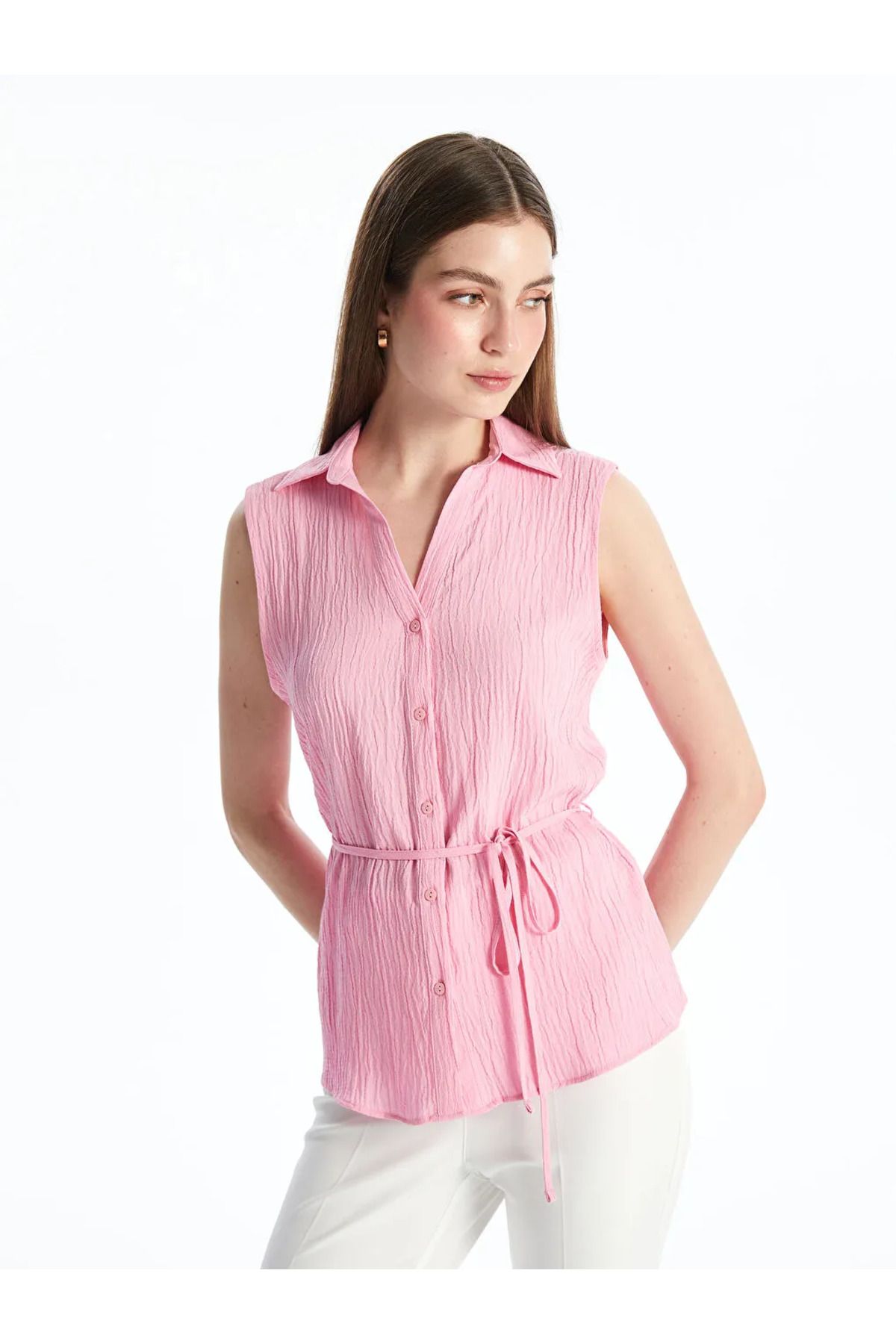 LC Waikiki LCWAIKIKI Classic Pembe Dokulu Kadın Gömlek