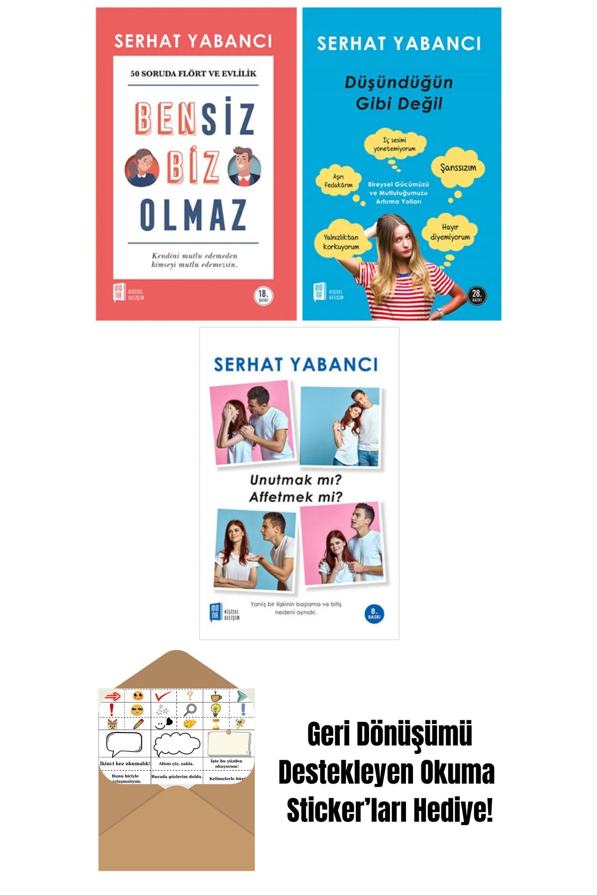 Mona Kitap Serhat Yabancı 3 Kita Set / Bensiz Biz Olmaz - Düşündüğün Gibi Değil + Okuma Sticker'ları