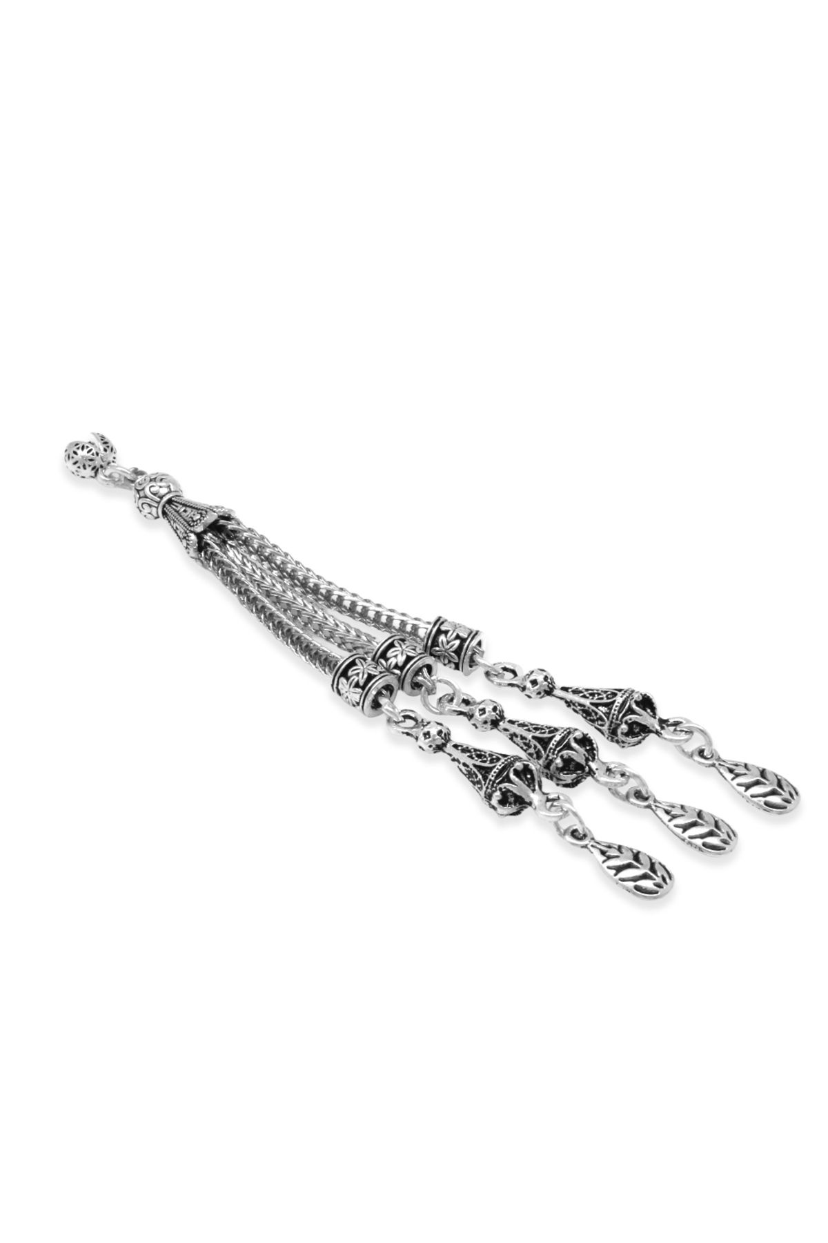 Tesbihane Buğday Temalı Foxtail Zincirli Üç Kamçılı Kararmaz Metal Püskül