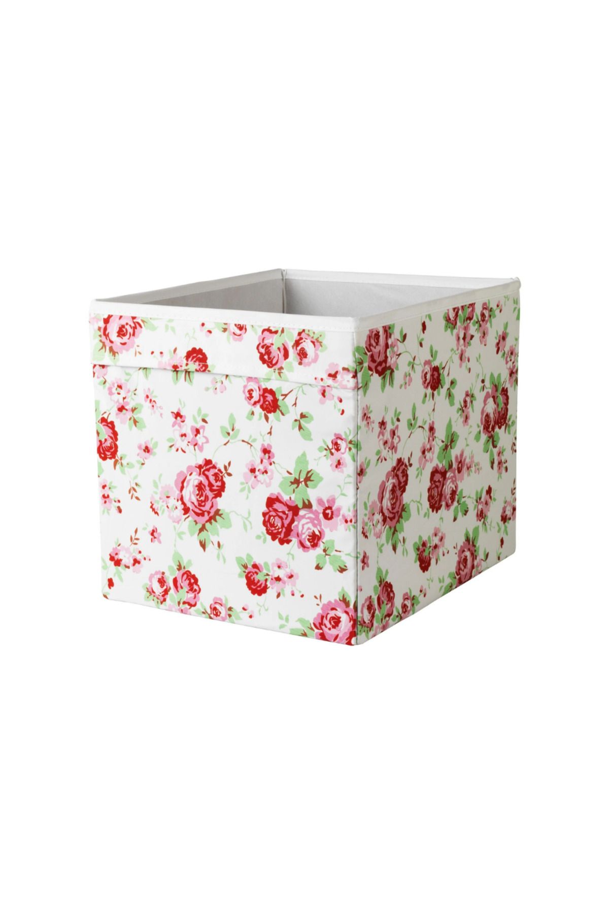 teknotrust Çiçek Desenli Kutu 33x38x33 Cm Beyaz, Şık ve Kullanışlı Dekoratif Saklama Kabı