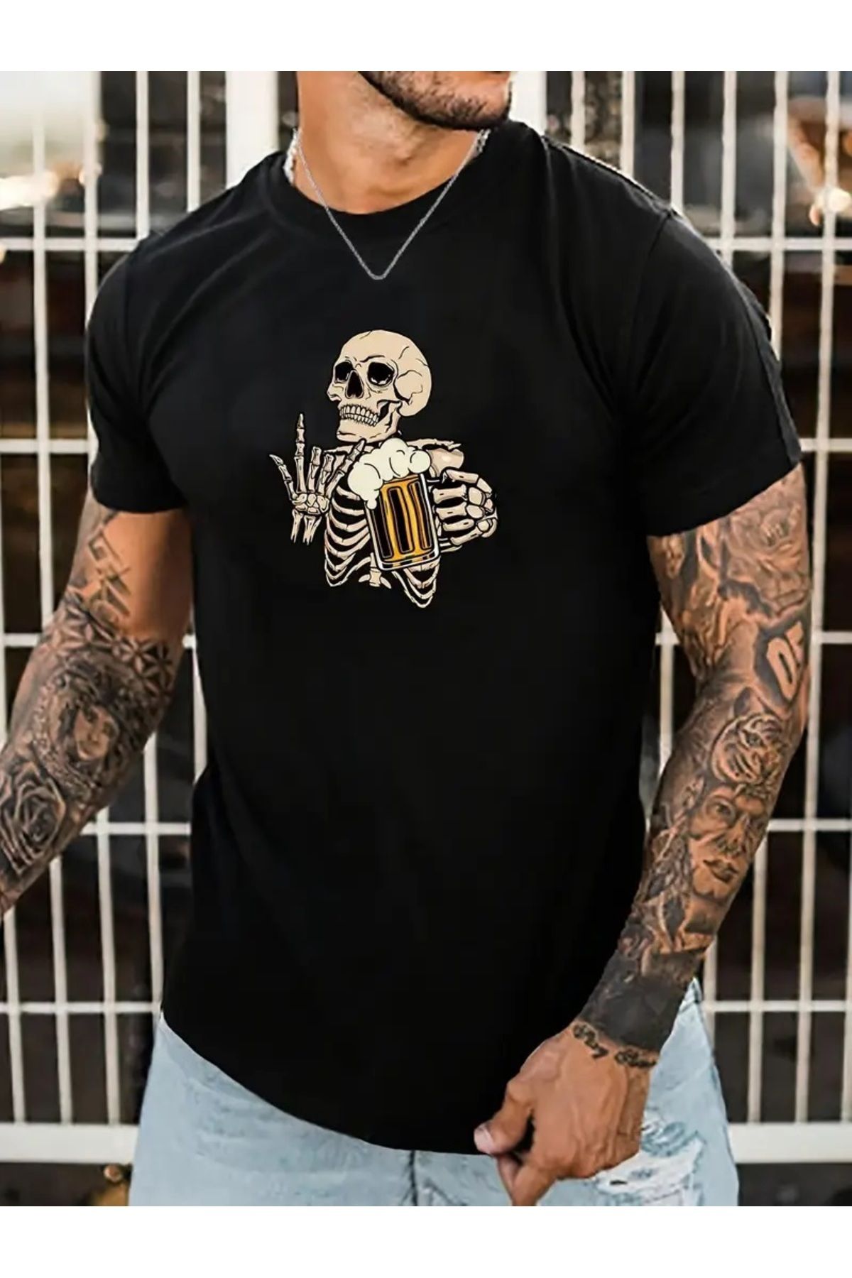 Hunors Sportswear & Company Unisex Kadın/Erkek Oversize Baskılı Pamuklu Bisiklet Yaka Kısa Kollu T-shirt