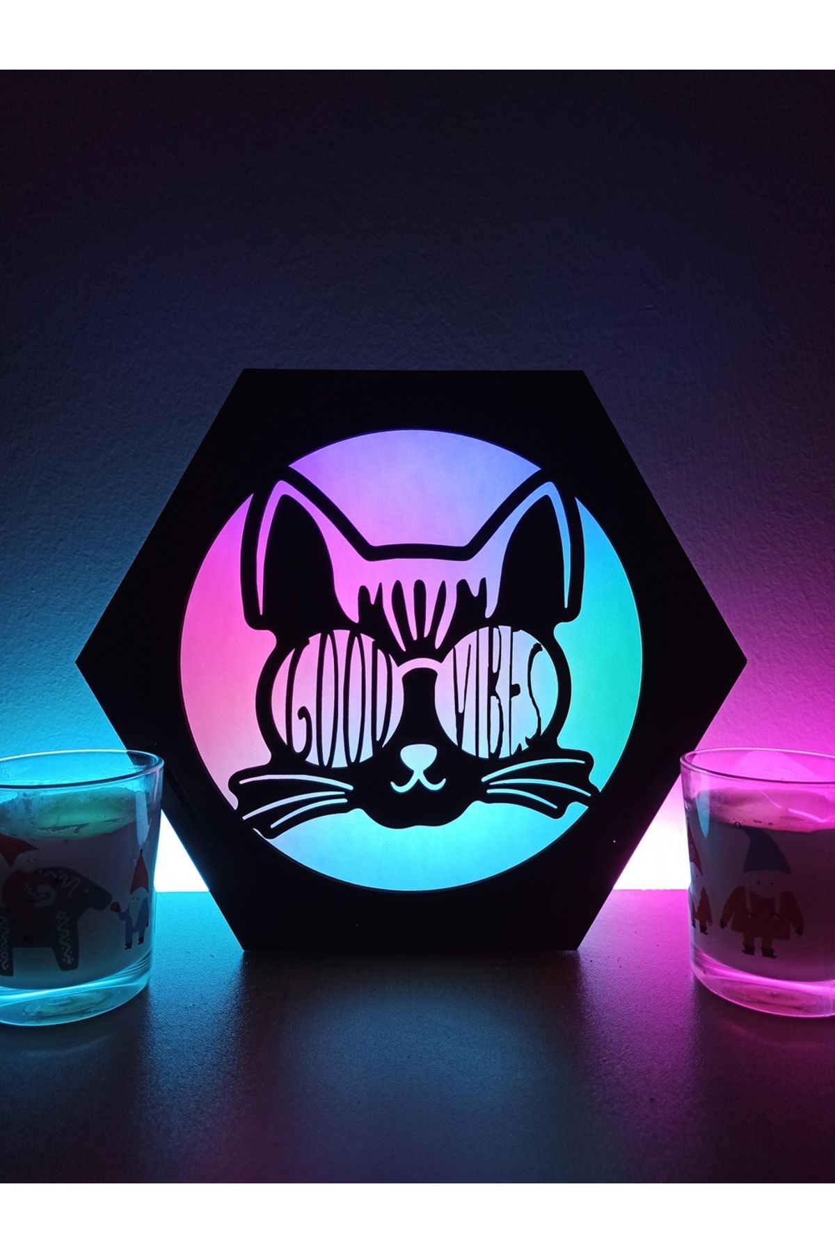 FOREVHOME Good Vibes Cat Kedi Masaüstü Dekoratif Lamba