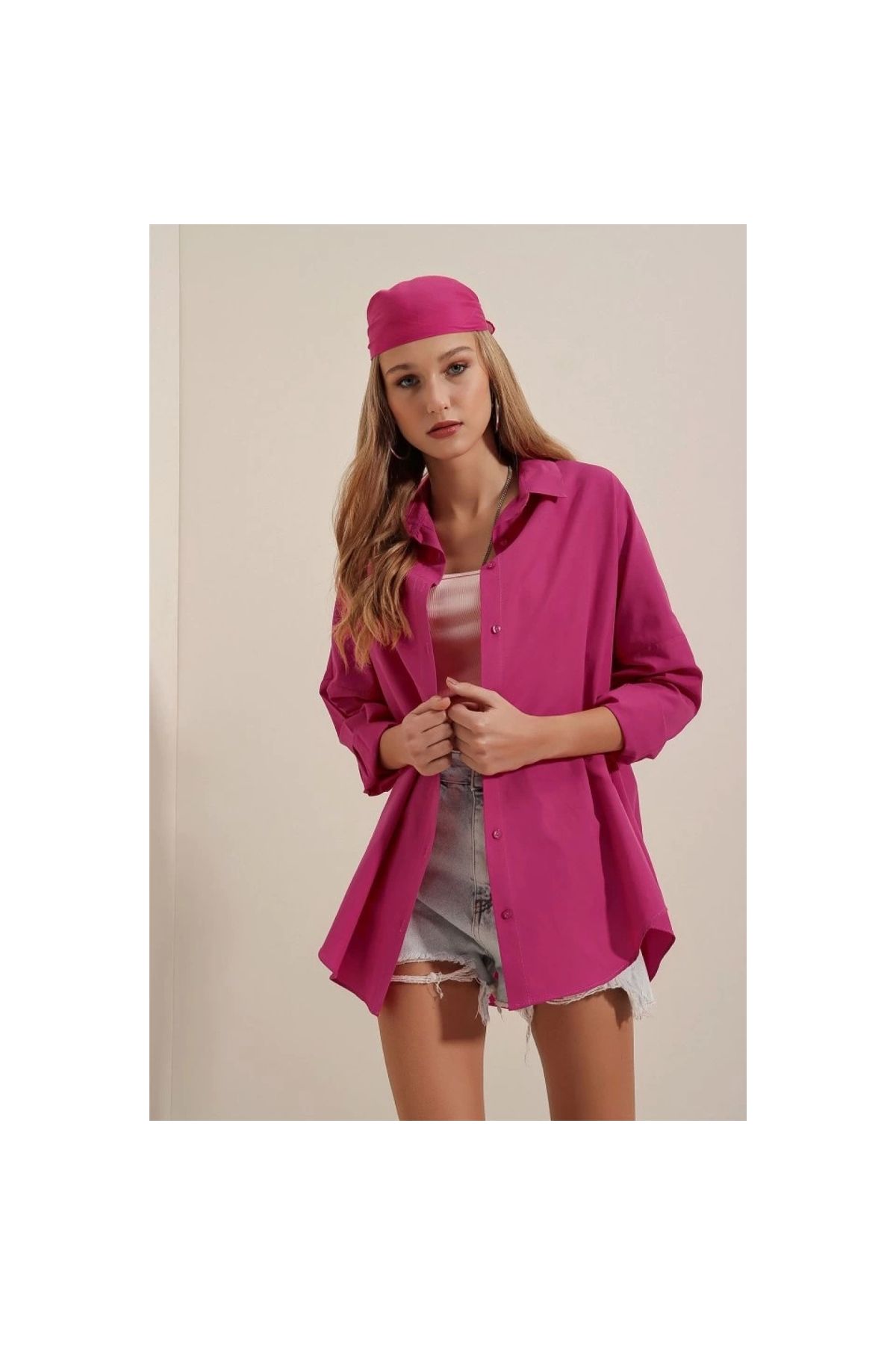 Marsilyan - 3900 Oversize Uzun Basic Gömlek