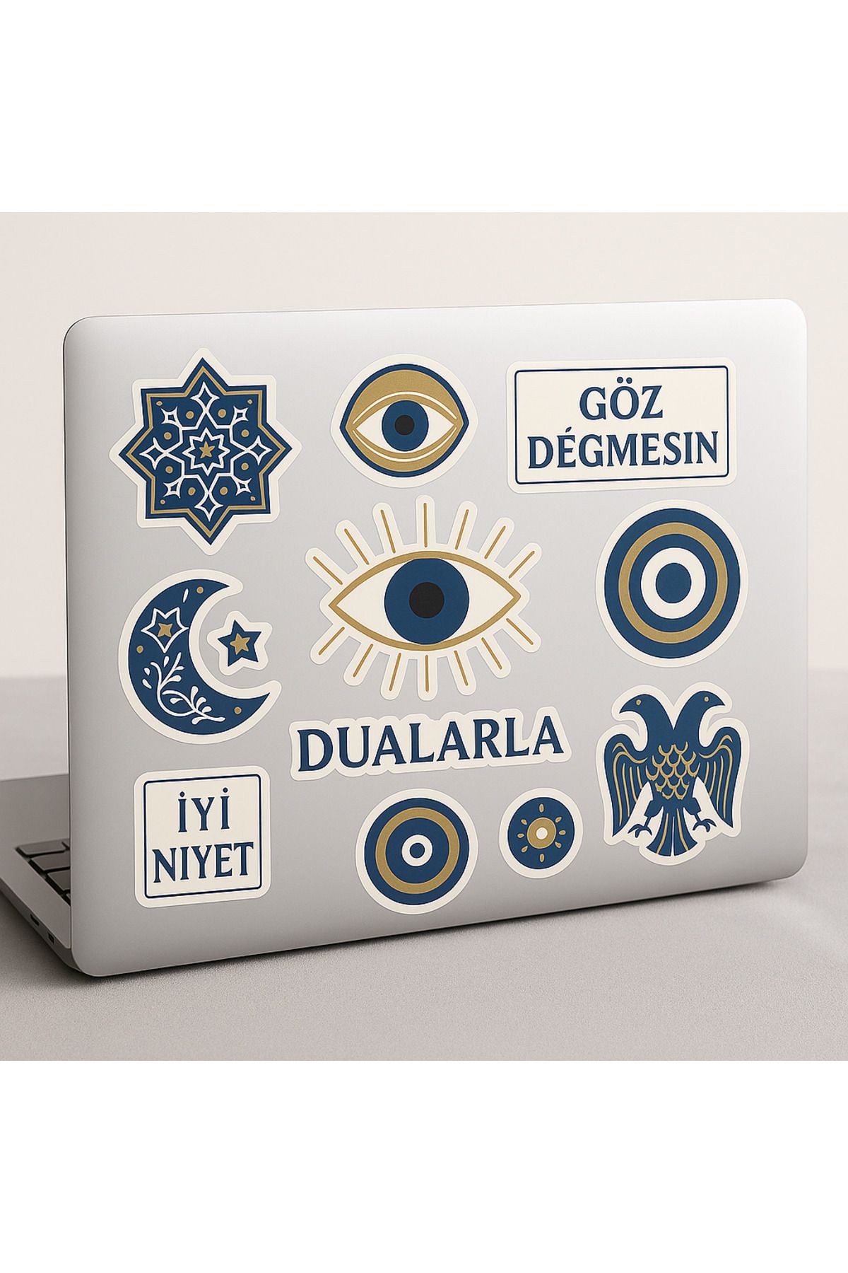 arduçlazer Nazar Temalı Estetik Sticker Seti – 9’lu Şeffaf Çıkartma Paket – Dualarla, Göz Sembolü