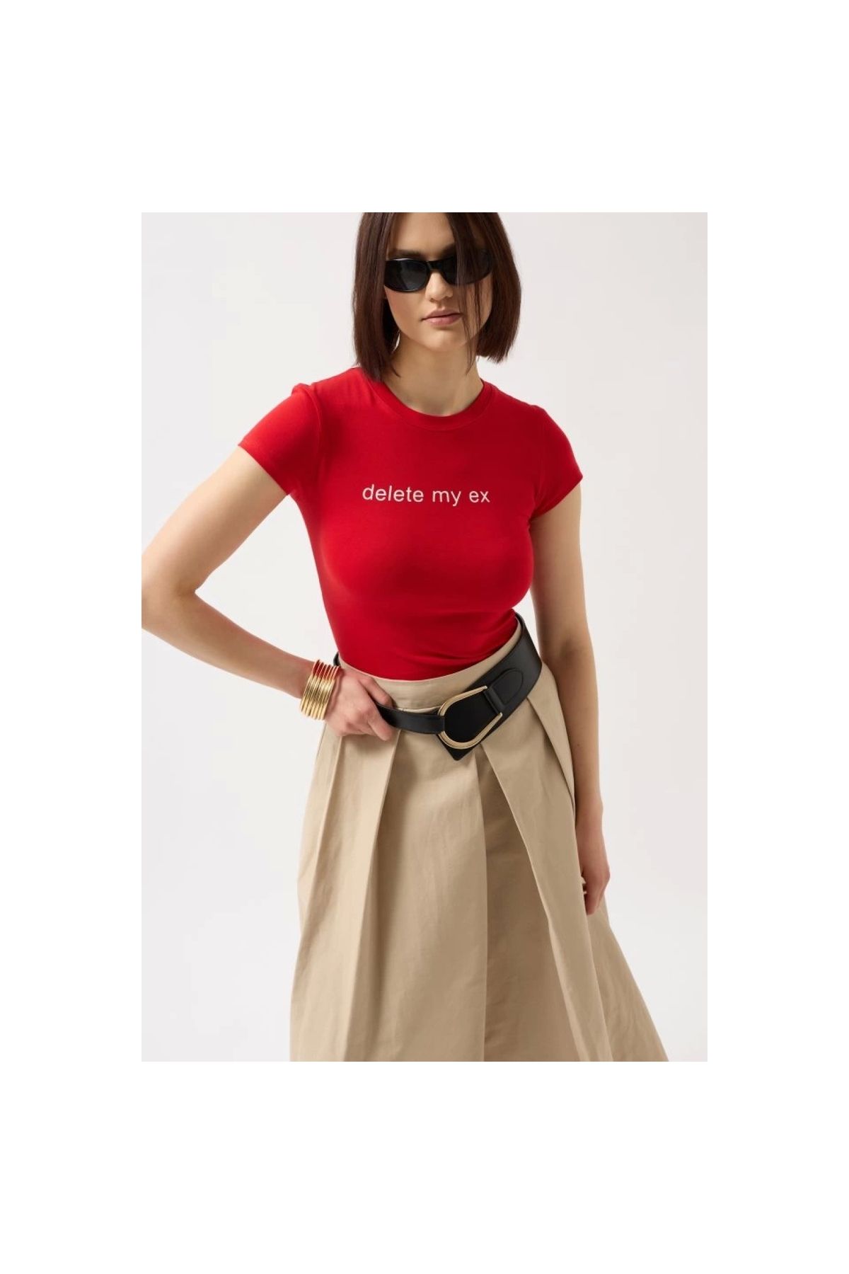 Marsilyan - Delete My Ex Baskılı Likralı Crop TShirt