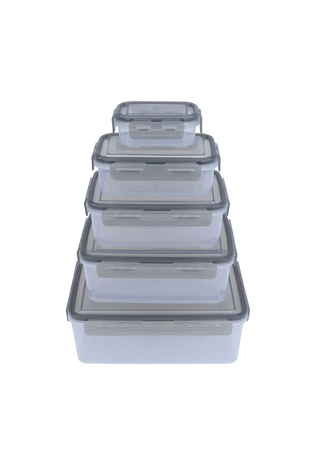 Alsaif Gallery-Plastic Container Set Alsaif Gallery, Rectangular, 5 Pieces - Black Transparent 1