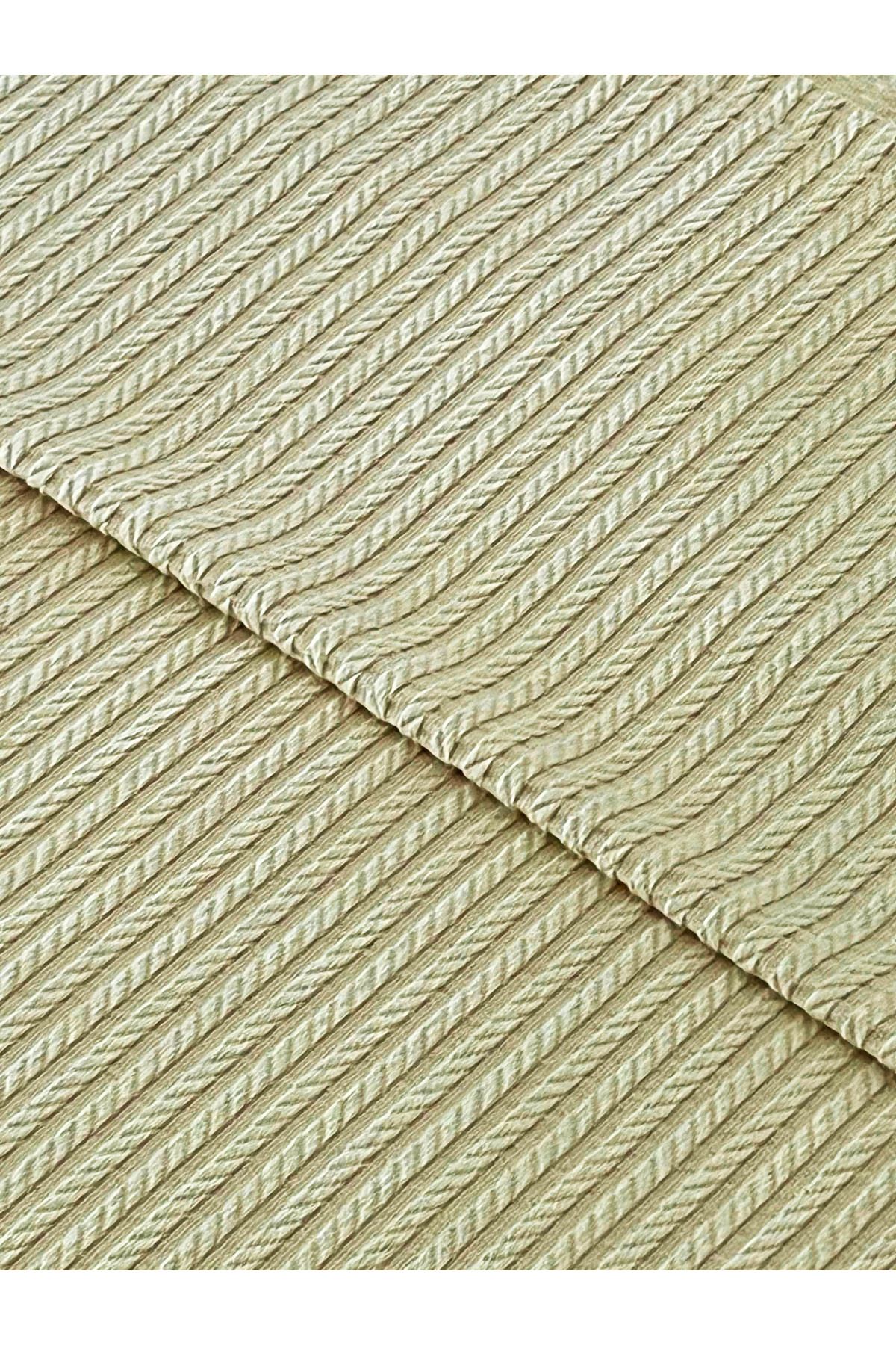 Zeren Home Saç Örgü Modelli TEK Kişilik Pamuklu Pike - Yatak Örtüsü 160 x 220 cm