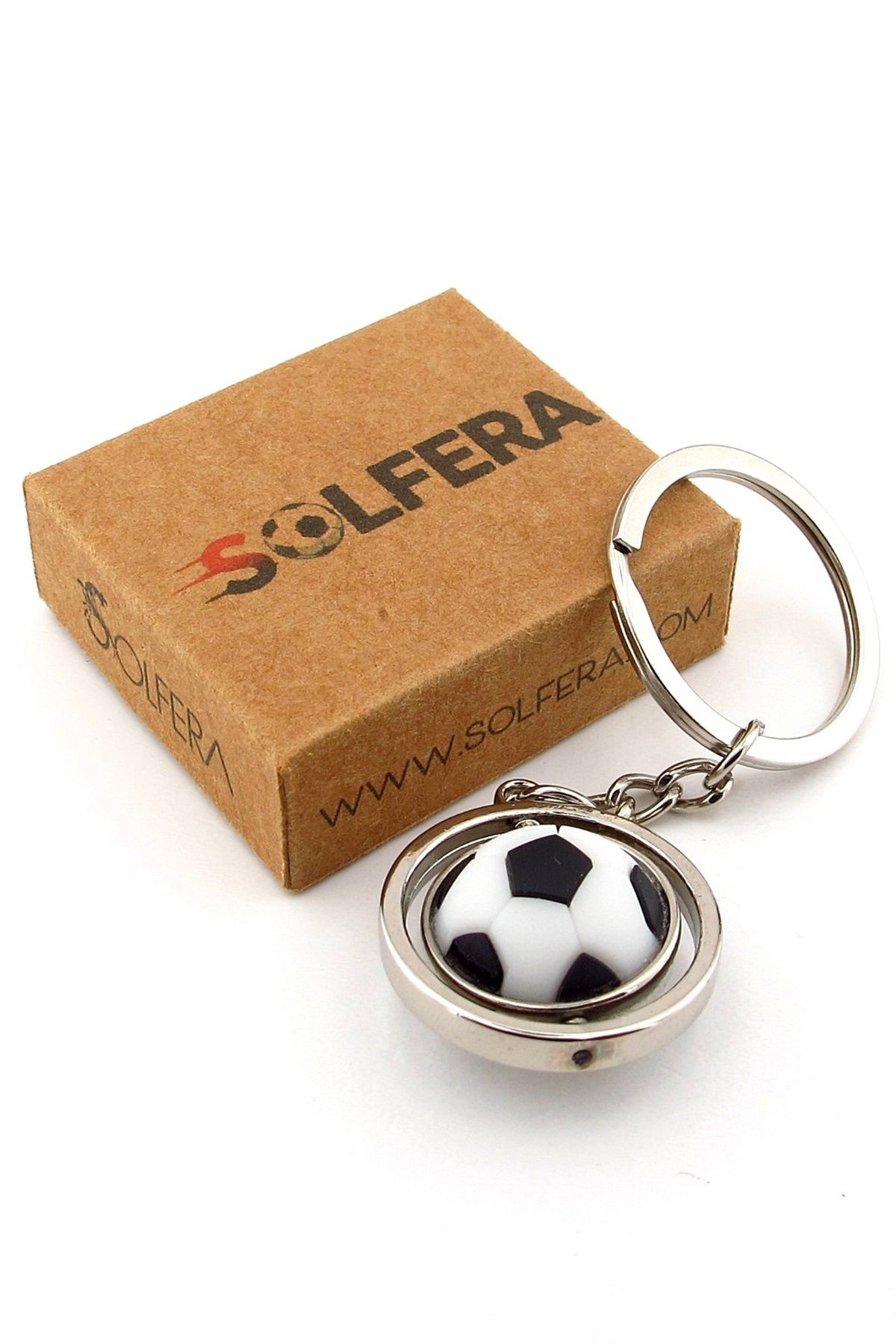 Solfera Futbol Topu Şeklinde Ortası Döner Metal Anahtarlık KC328