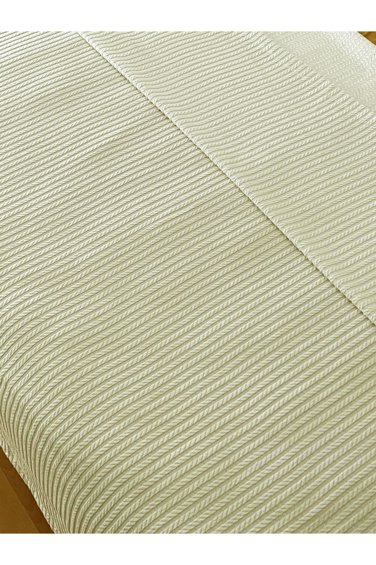 Zeren Home Saç Örgü Modelli TEK Kişilik Pamuklu Pike Takımı - Lastikli Çarşaf 160 x 220 cm
