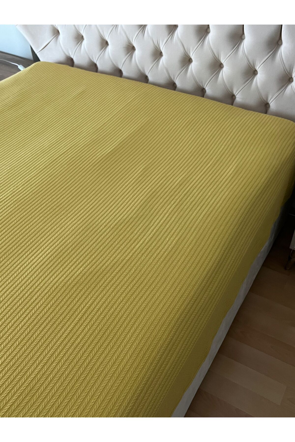 Zeren Home Saç Örgü Modelli TEK Kişilik Pamuklu Pike Takımı - Lastikli Çarşaf 160 x 220 cm