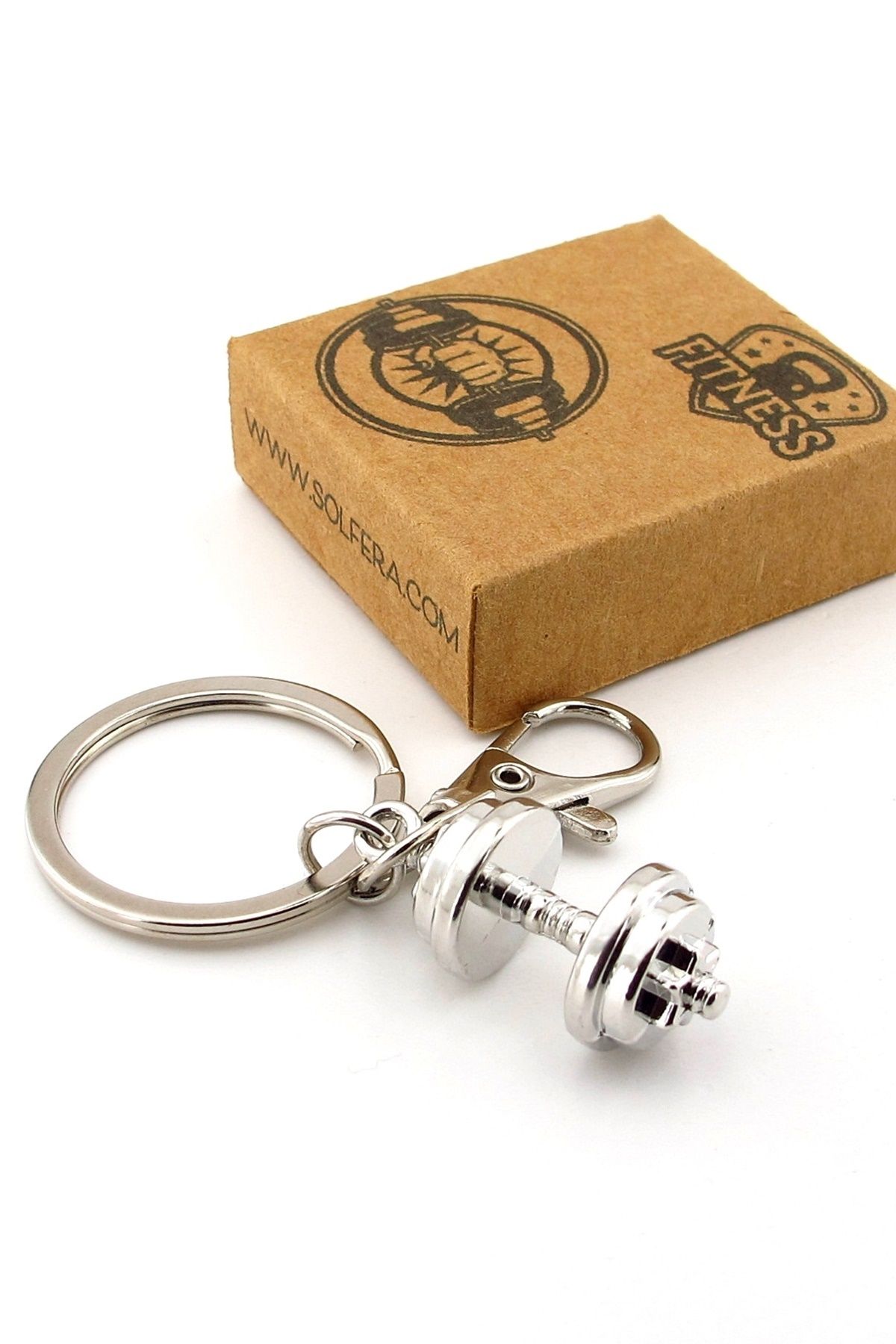 Solfera Gümüş Renk Dambıl Ağırlık Fitness Bodybuilding Halter Metal Anahtarlık KC333