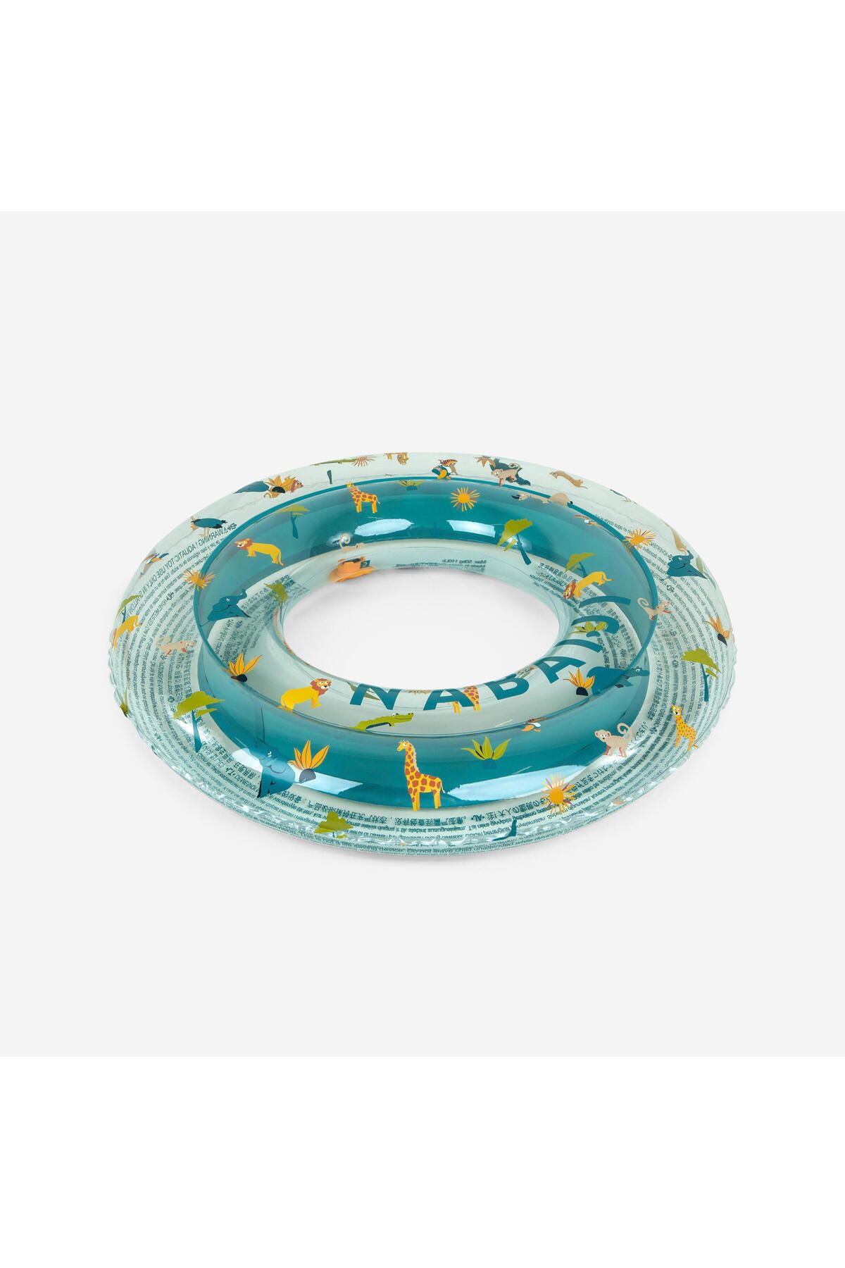 teknotrust Çocuklar İçin Renkli Şişme Yüzme Simidi, 65 cm, Şeffaf/Tropikal Desen