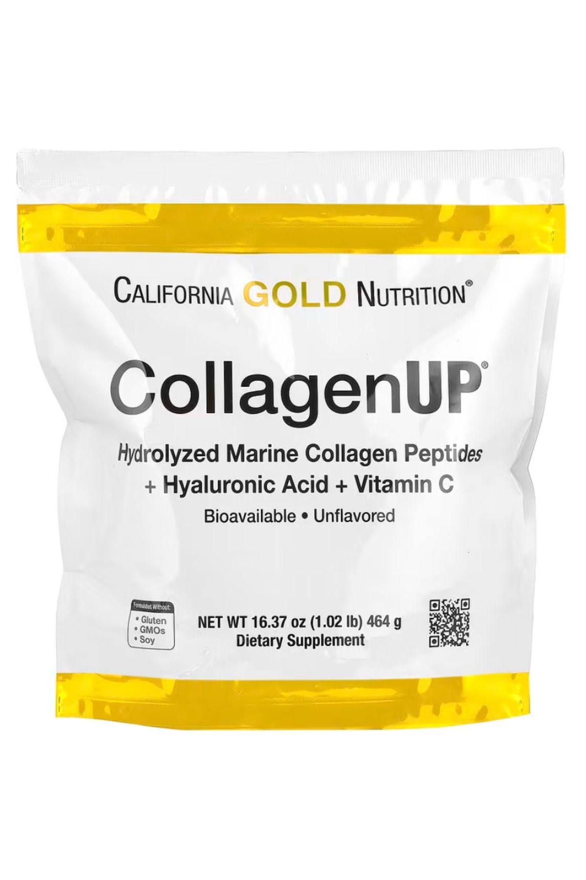 California Gold Nutrition , CollagenUP, Hydrolyzed Marine Collagen Peptides Hyaluronic Acid and Vitamin C, Unflavored, (464 g)