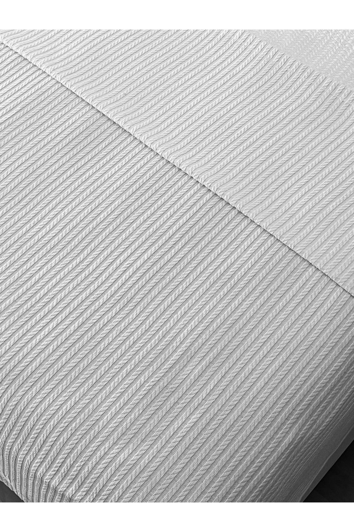 Zeren Home Saç Örgü Modelli TEK Kişilik Pamuklu Pike - Yatak Örtüsü 160 x 220 cm