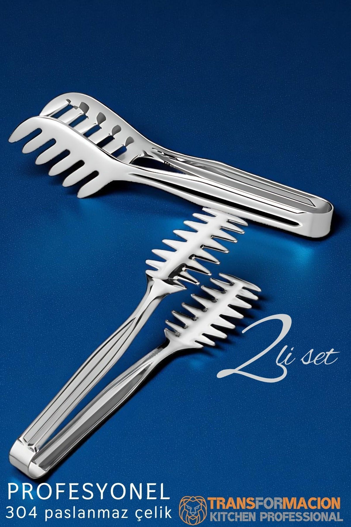 Transformacion Mutfak Maşa Seti - Makarna Pasta Salata Çok Amaçlı Maşa 2 li SET 304 Paslanmaz Çelik 721848