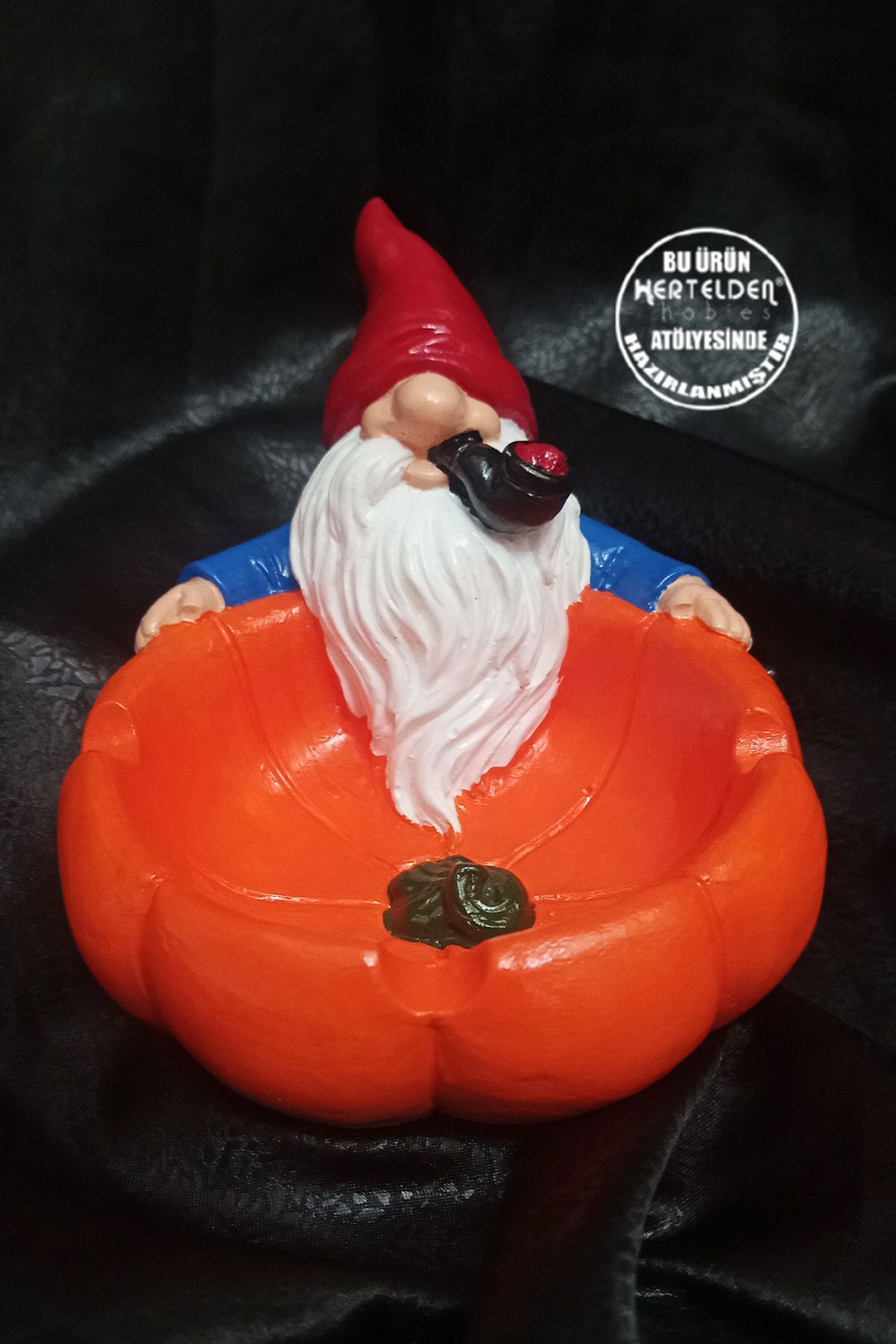 herteldenhobies ½100 Taş Tozu Gnome Küllük, Şekerlik Dekoratif Obje Biblo El Üretimi Obje