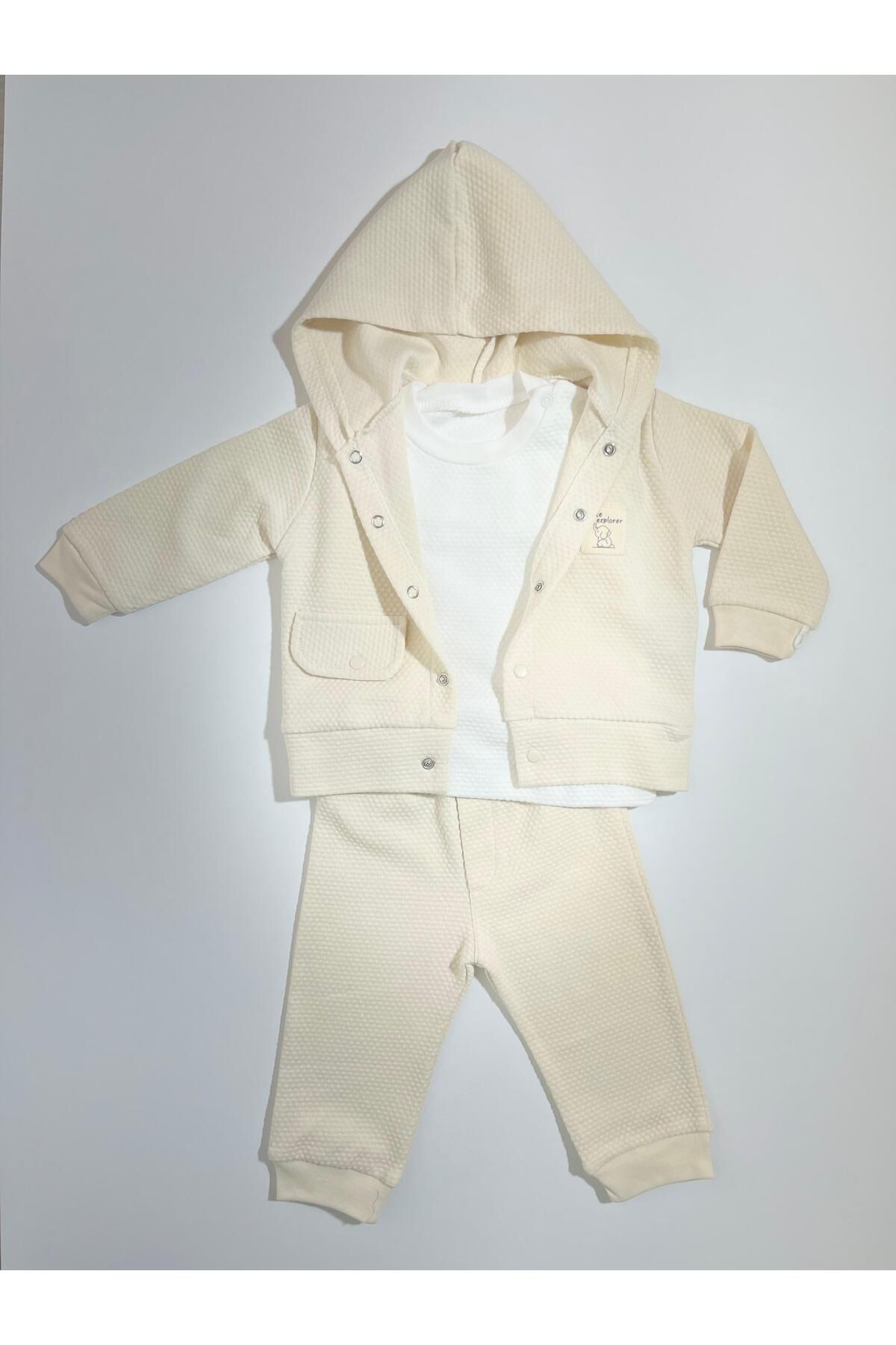Çiçobaby KAPÜŞONLU 3 LÜ ERKEK BEBEK TAKIM