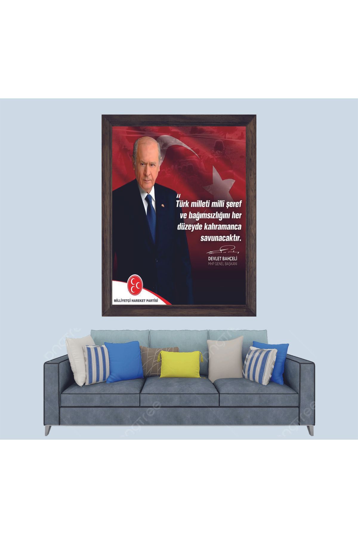Lioncraft Ülkücü Lider, MHP Başkanı Devlet Bahçeli Sözü Çerçeveli Duvar Tablosu 20x30 cm
