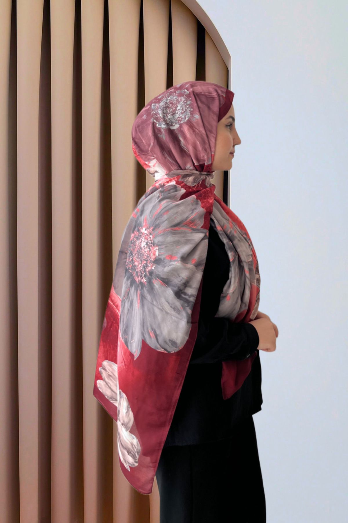 Sharell Gül Desen Pamuk şal