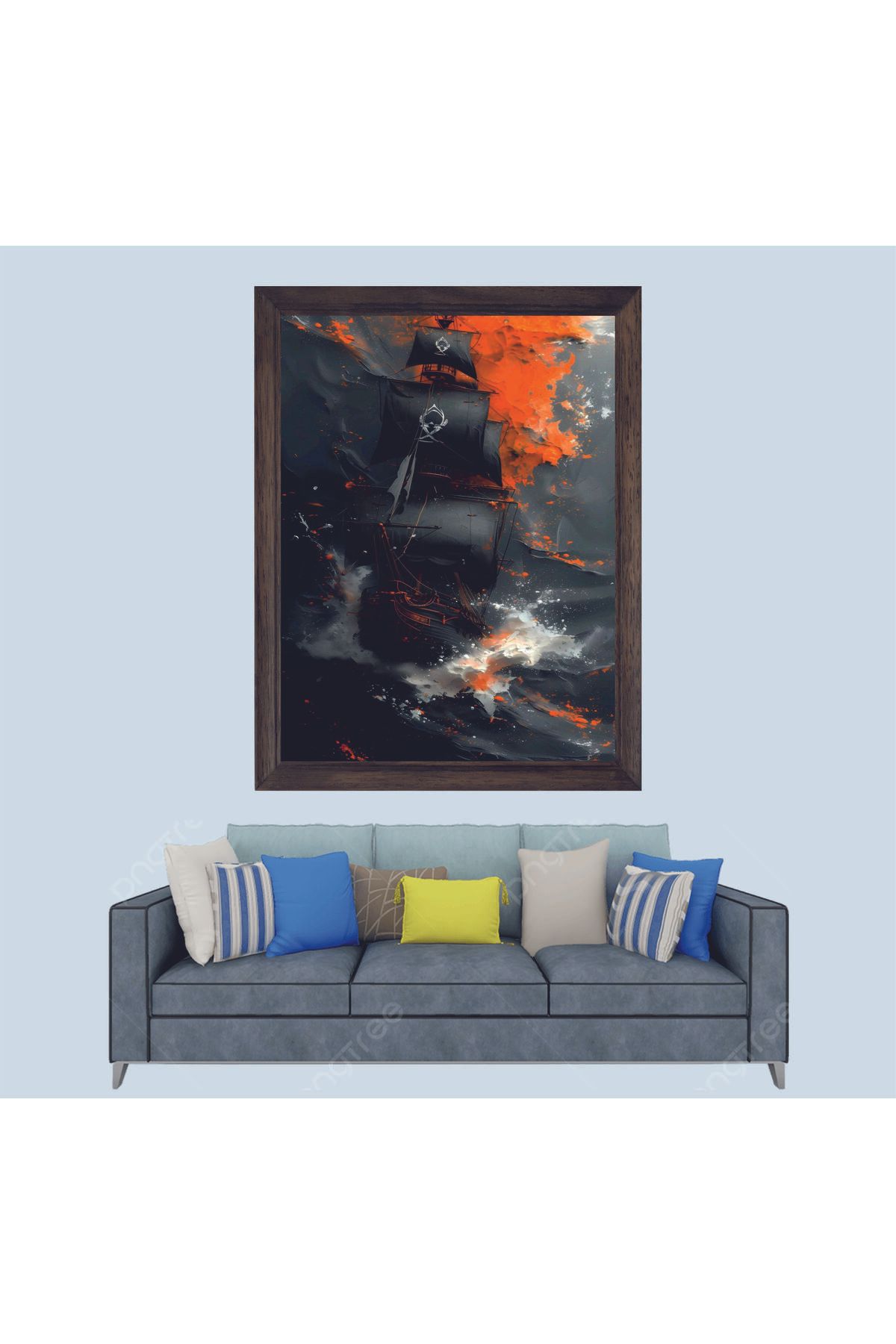 Lioncraft Siyah Gemi Manzaralı Çerçeveli Duvar Tablosu 30x45 cm