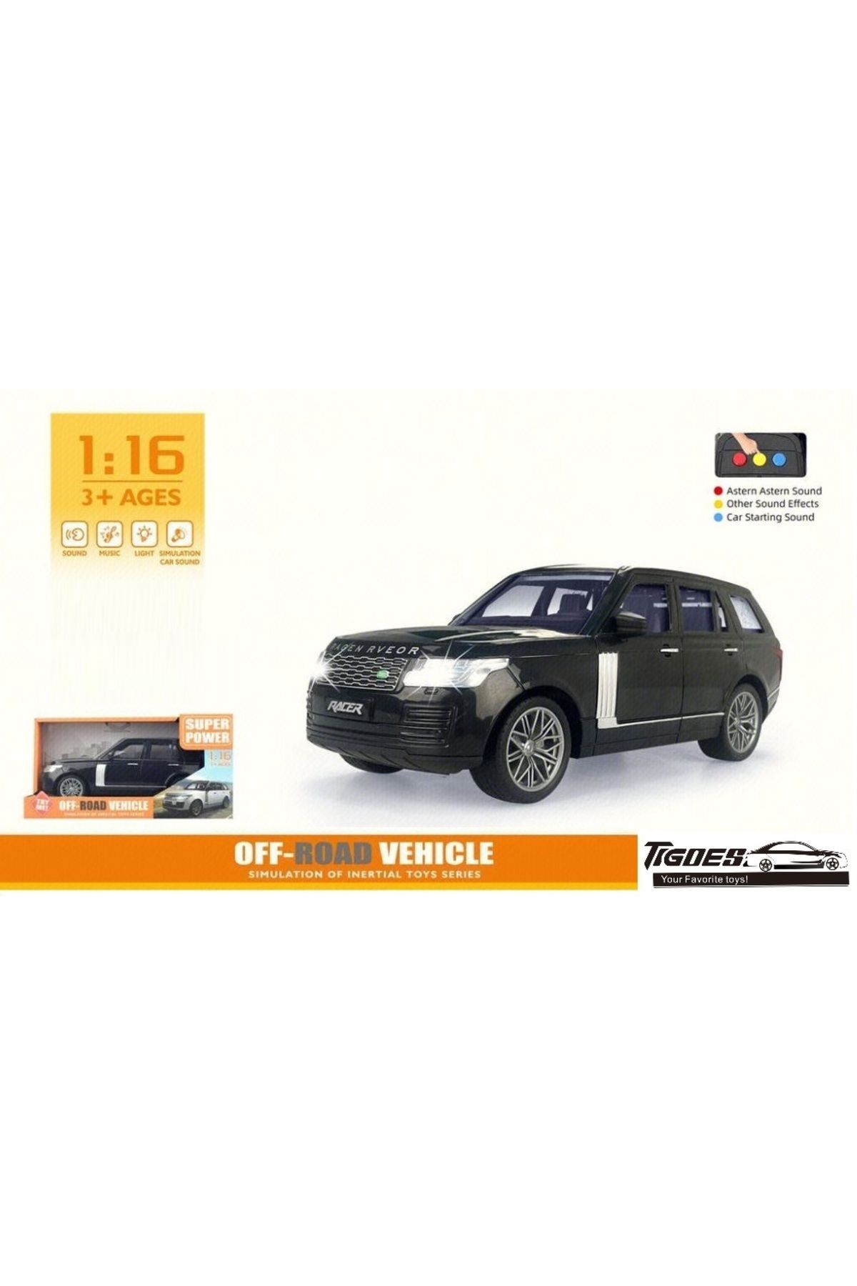 Online 1:16 Ölçek Işıklı Sesli 25 Cm Jip Sürtmeli Jeep Araba Siyah Renk