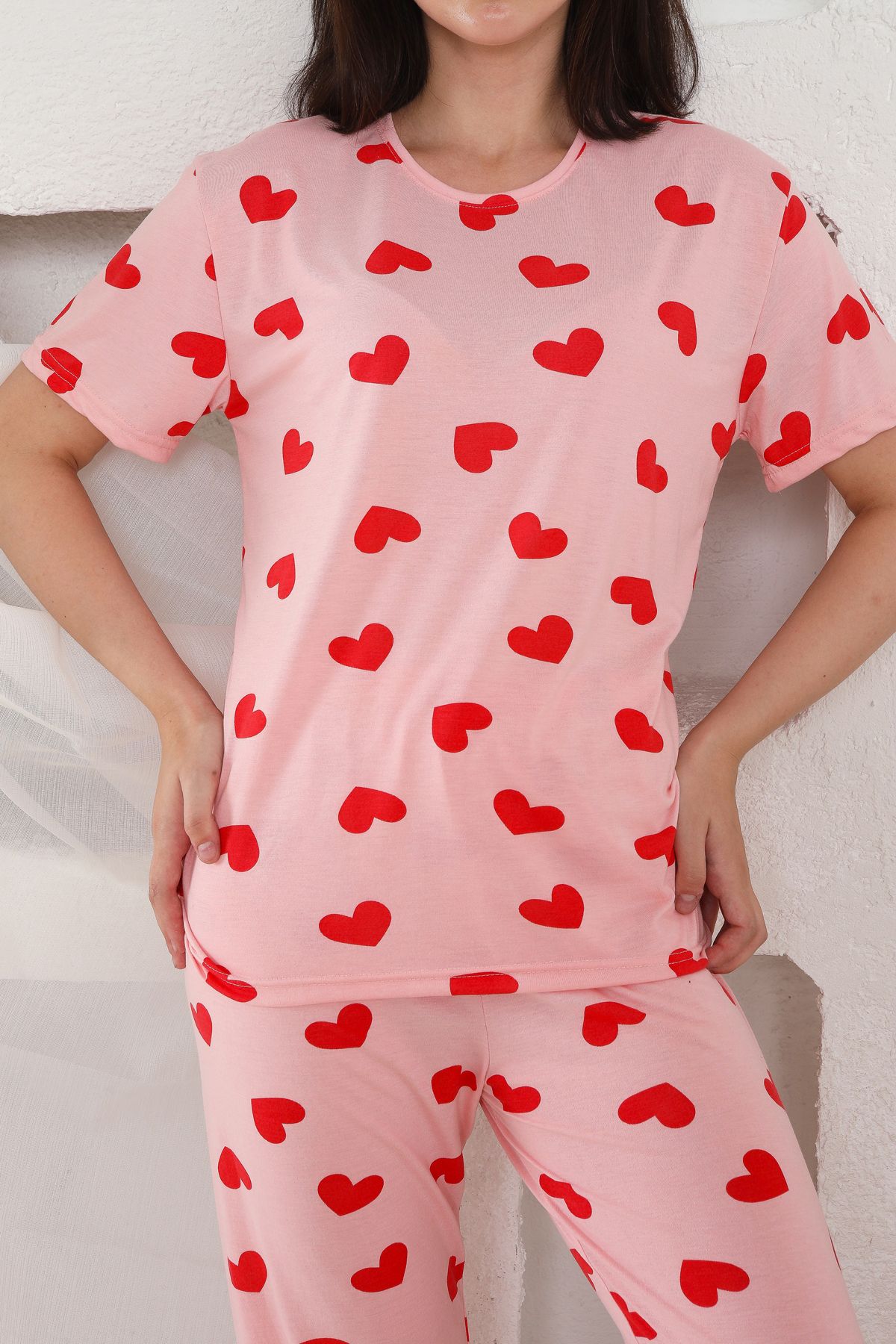 FAMES PİJAMA Yazlık Kısa Kol Pijama Polyviskon Takım