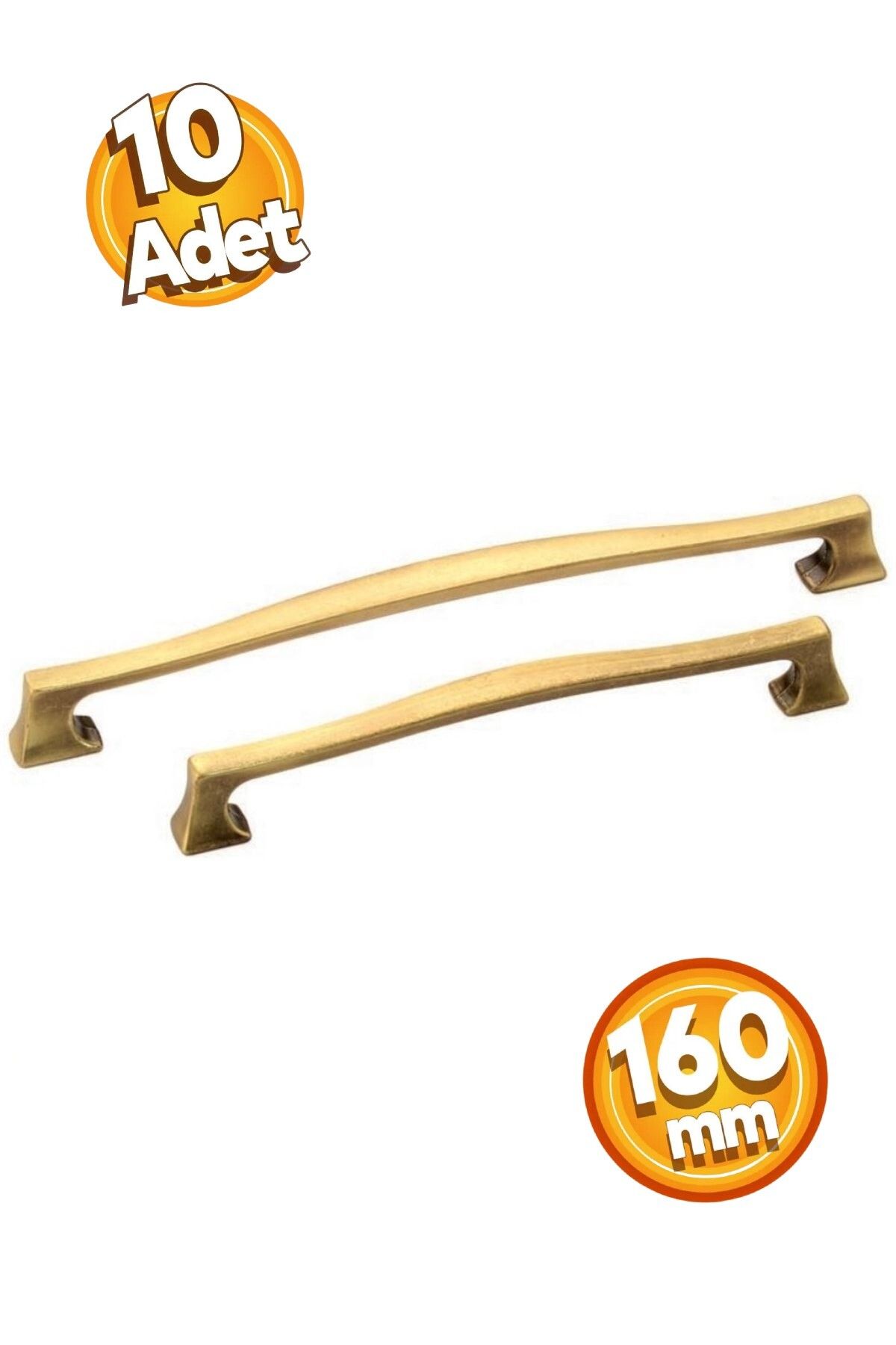 EGESEL Dolap Çekmece Kulp Rota Model 10 Adet 160mm Mobilya Kulbu 1. Sınıf Metal / Antik Sarı ve Krom