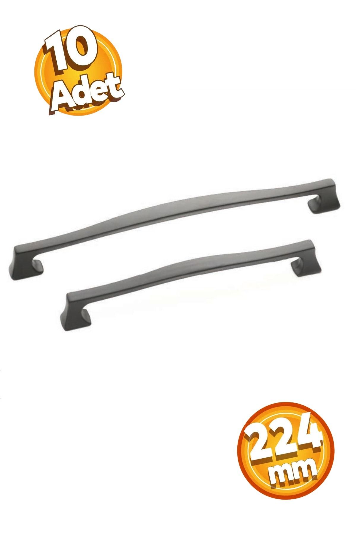 EGESEL Dolap Çekmece Kulbu Rota Model 10 Adet 224 mm Mobilya Kulp 1. Sınıf Metal / Siyah