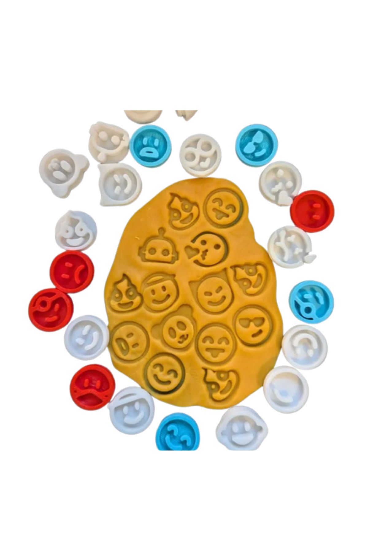 Vinius 26'lı - Eğlenceli Emojiler Modelleme Kurabiye Oyun Hamuru Kil Polimer Hamur Damga Kesici Kalıp Seti