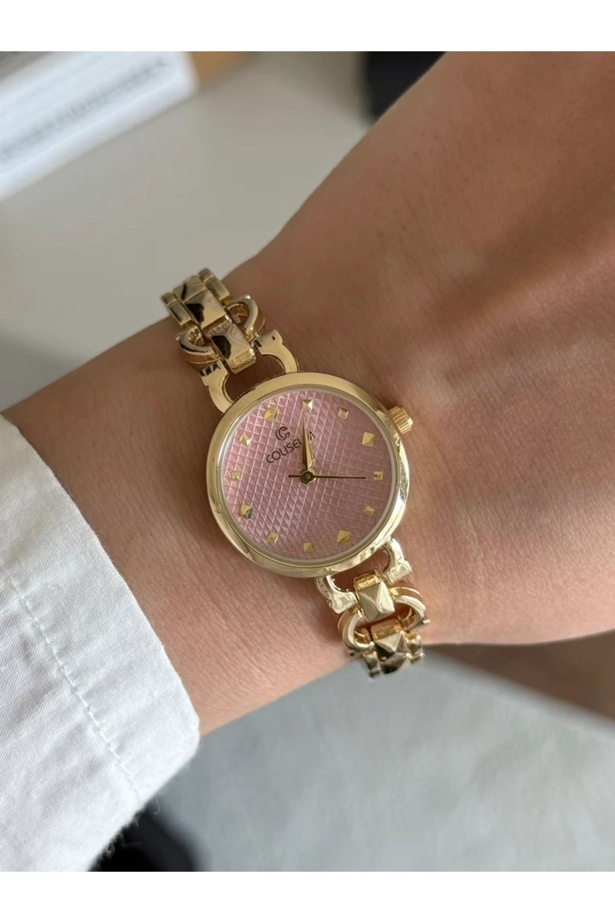 RoseandRoses Mirzen Tasarım Kadran Kadın Kol Saati Gold (Pembe Kadran)