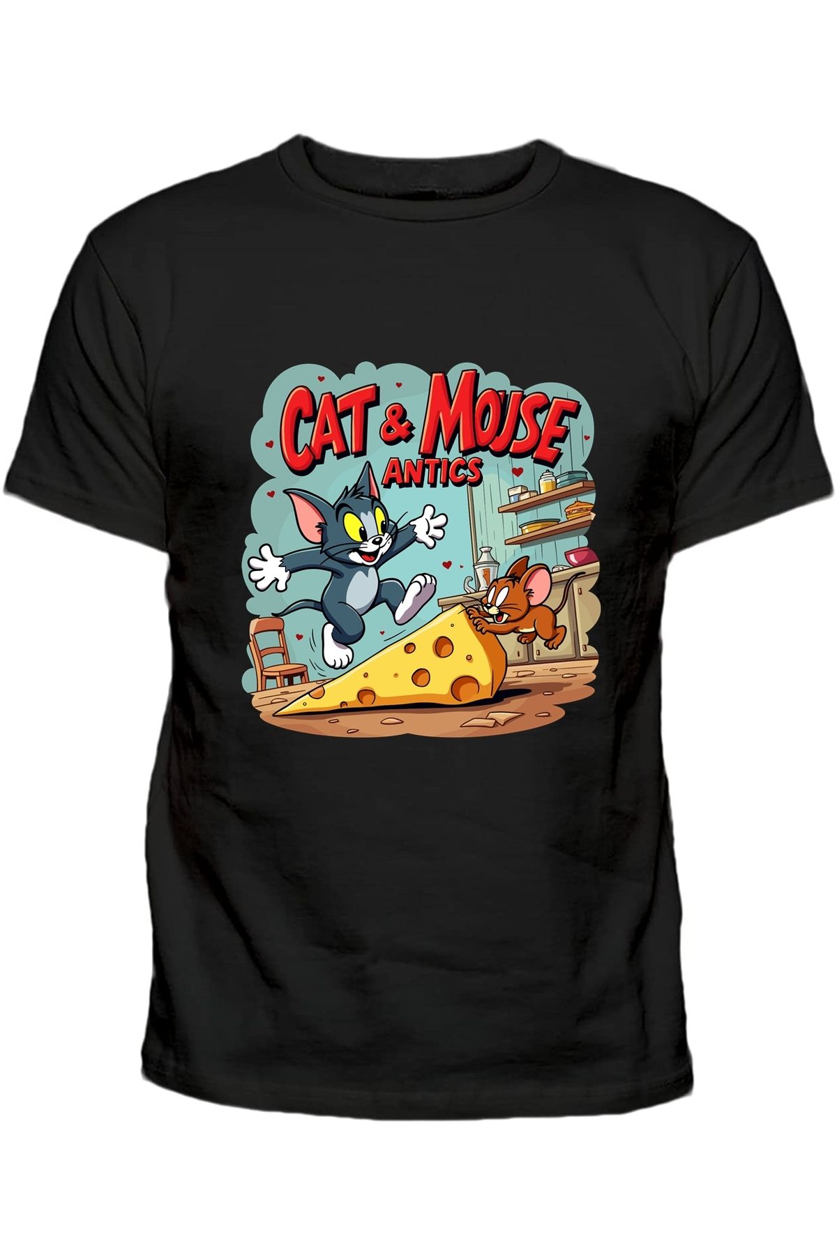 Efendioğlu Design CAT&MOUSE ANTİCS BASKILI PAMUKLU ÇOCUK TSHİRT