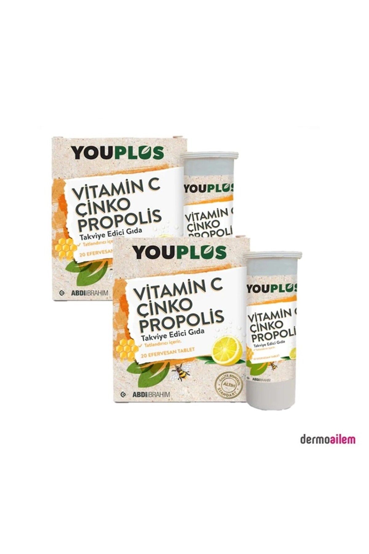 Youplus Vitamin C Çinko Propolis 20 Efervesan Tablet 2'li Paket