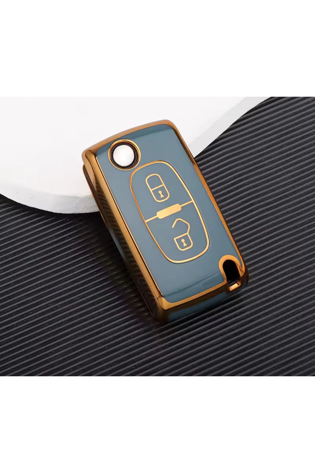 emii auto spare parts Citroen Peugeot Anahtar Kılıfı 2 Tuşlu Model Mavi/Gold