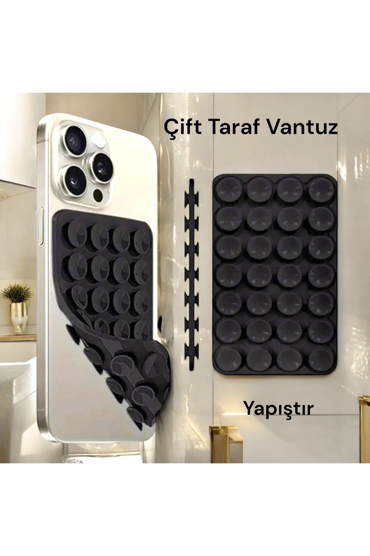 Casecollection Slikon Çift Taraflı Vantuz Telefon Tutucu Vakum,Cama Yapışan Çift Taraflı