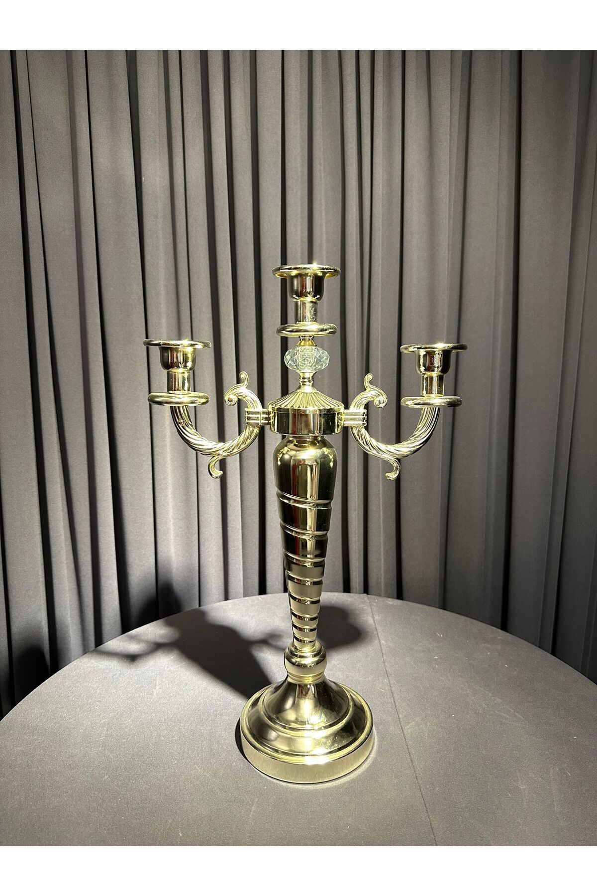 Saatistan 3 Kollu Krom Gümüş Şahmeran Mumluk, 49 cm, şık ve modern tasarım