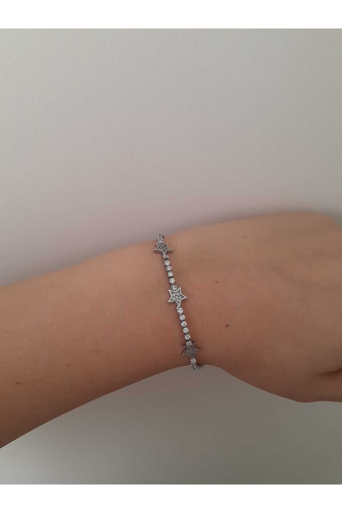 bijoux uniques Çelik Gümüş Kayan Yıldız Bileklik