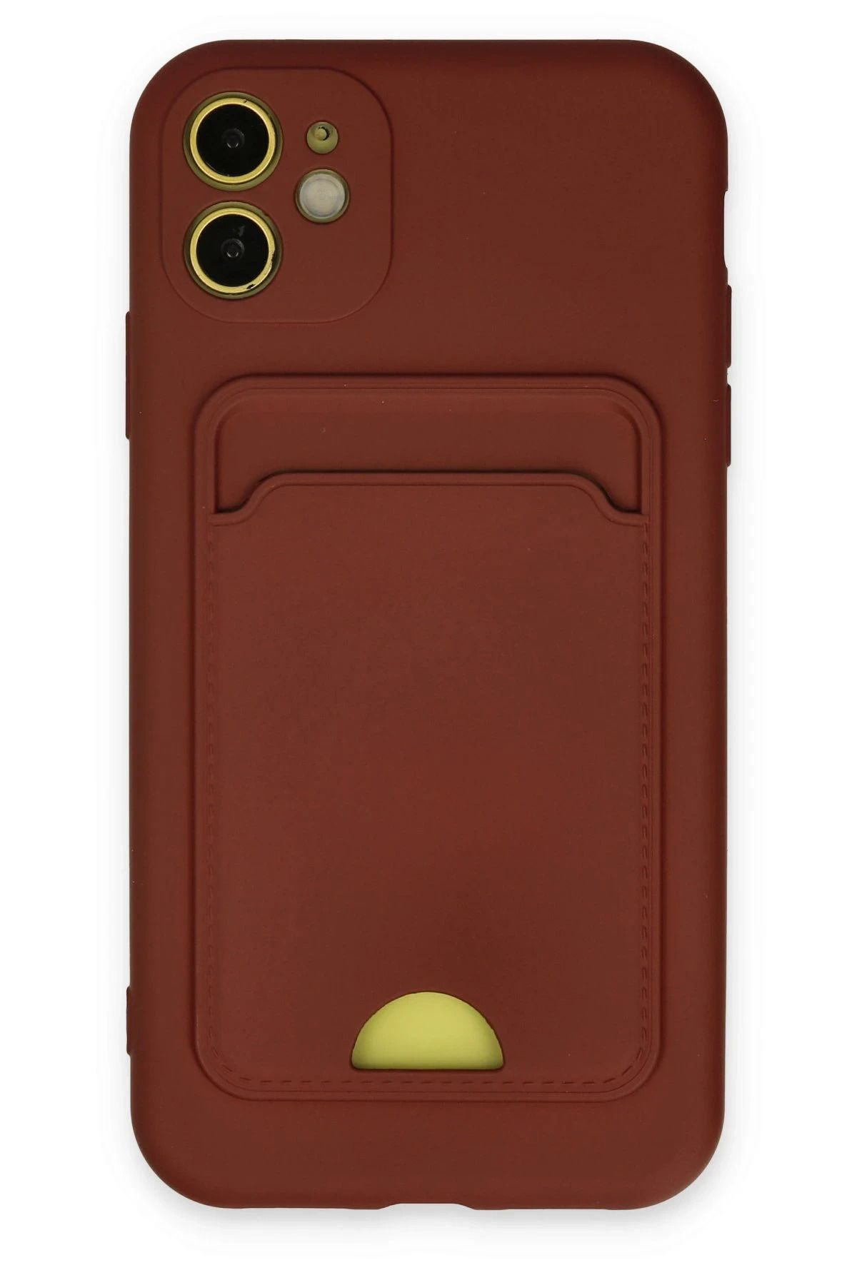 cepmoda iPhonE 11 Uyumlu Kart Bölmeli Telefon Kılıfı | Kartlıklı, ince Esnek Kapak | BORDO