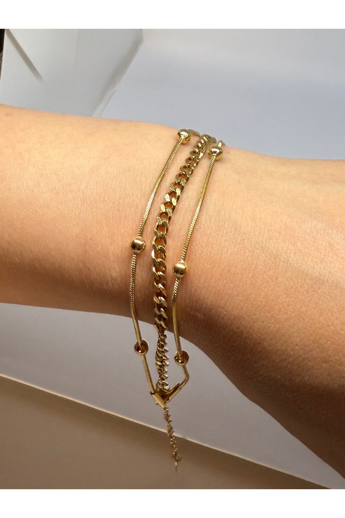 Gulsah's Store Çelik gold dorikalı çoklu bileklik